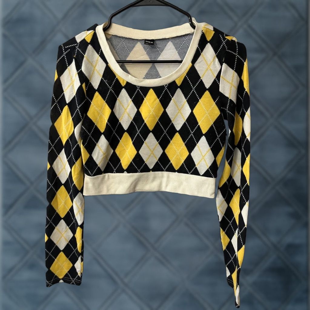 Shein SHEIN Women’s Multicolor Argyle Long Sleeve Sweater Cardigan Size L V-Neck Size L / US 10 / IT 46 - 1 Thumbnail
