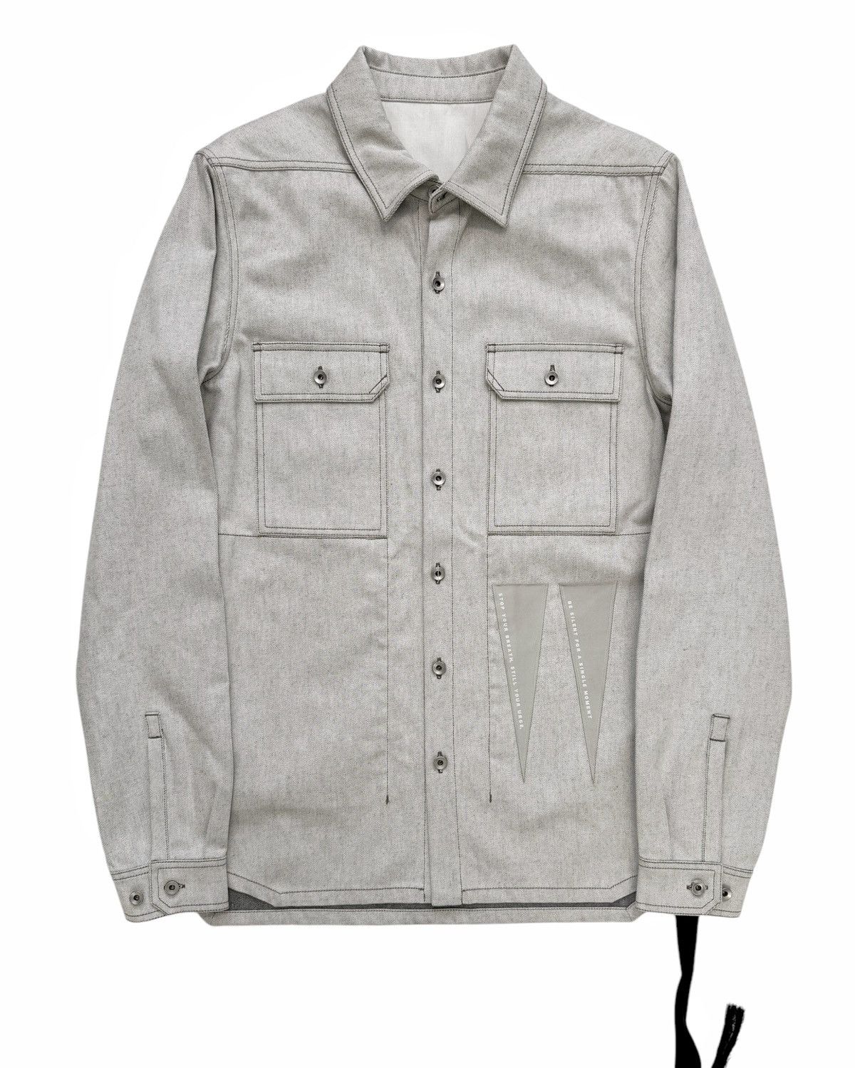 Rick Owens Denim Outershirt Milk Melange Overshirt Size US XL / EU 56 / 4 - 1 Thumbnail