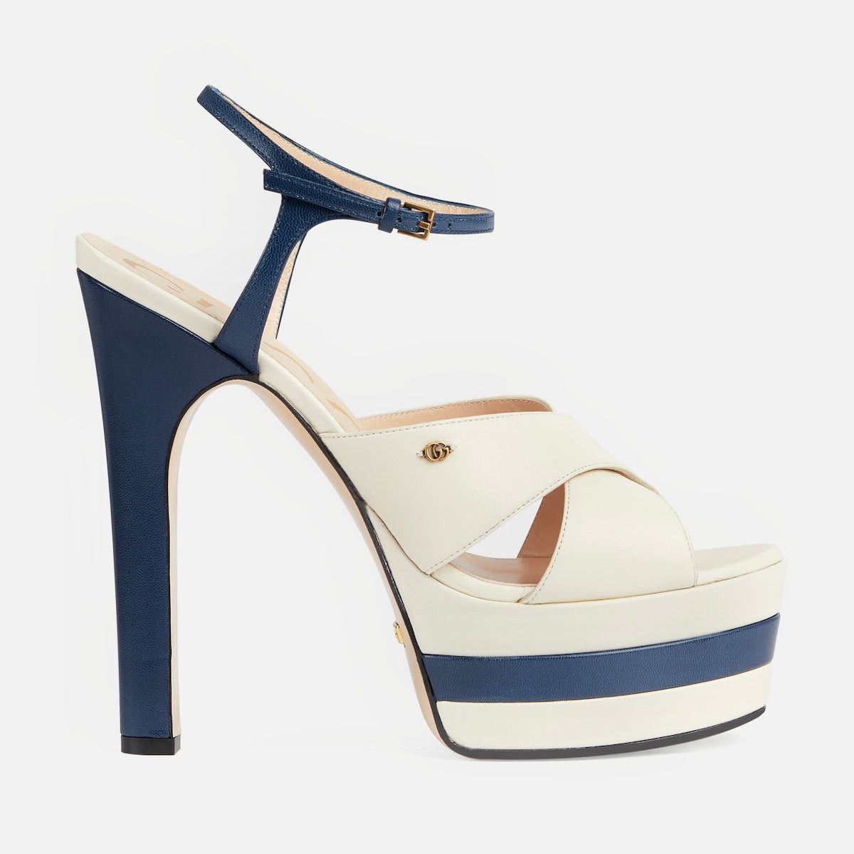 Gucci Double G Crisscross Leather Straps Platform Sandals SIZE 40