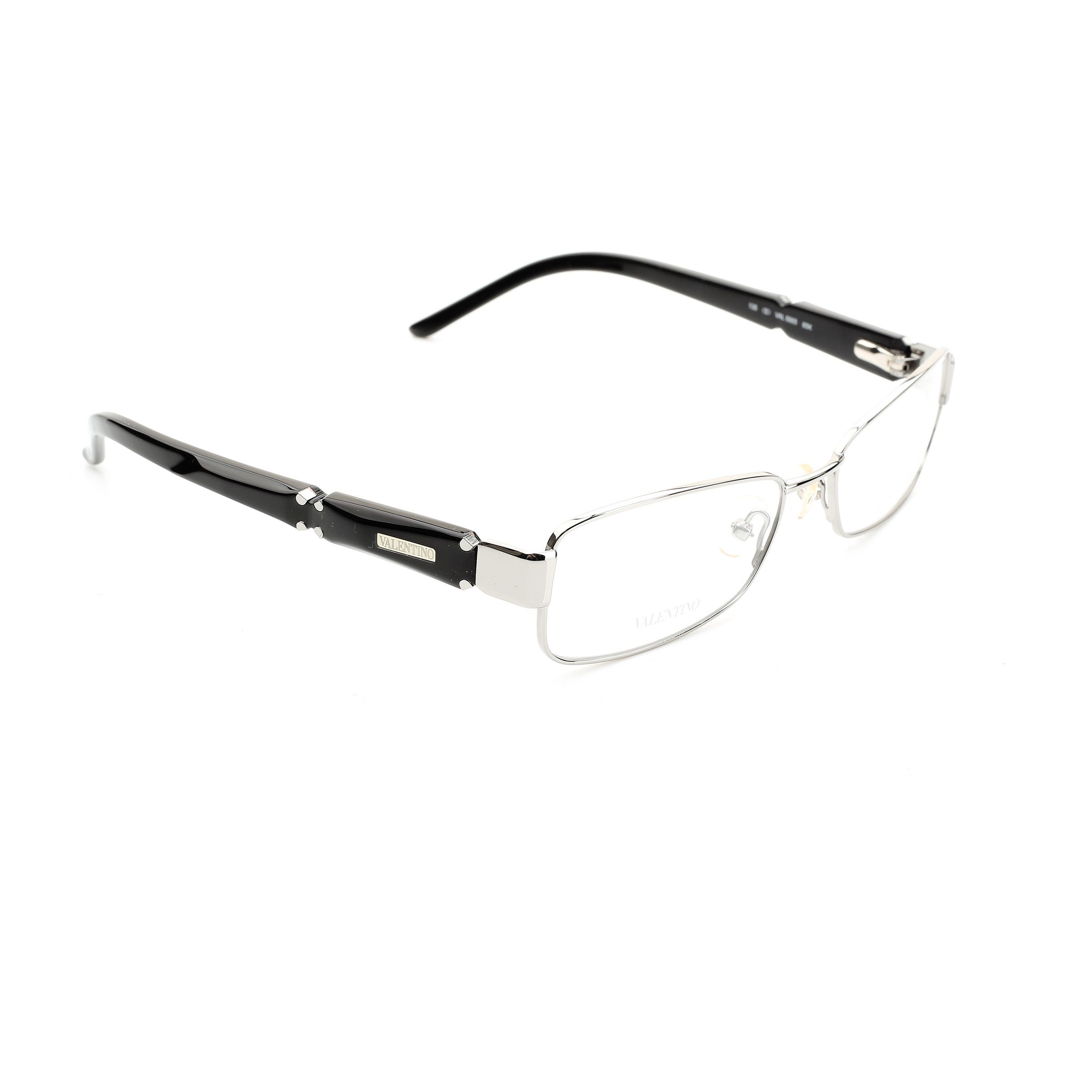 Valentino Valentino '90s Black & Silver Rectangular Glasses Size ONE SIZE - 1 Thumbnail