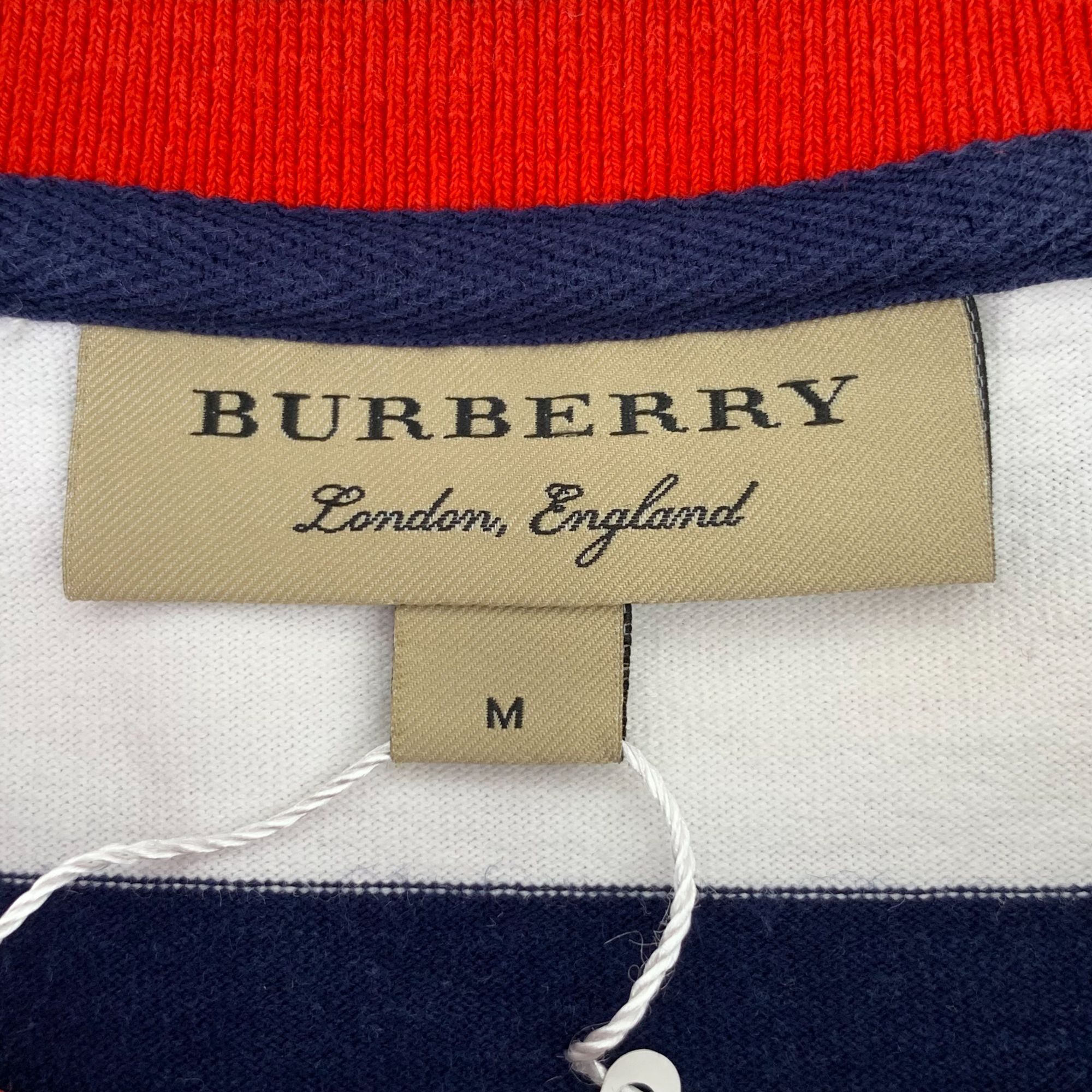 Burberry Burberry Striped Navy & White Cotton T-Shirt With Red Accent Size M / US 6-8 / IT 42-44 - 8 Thumbnail