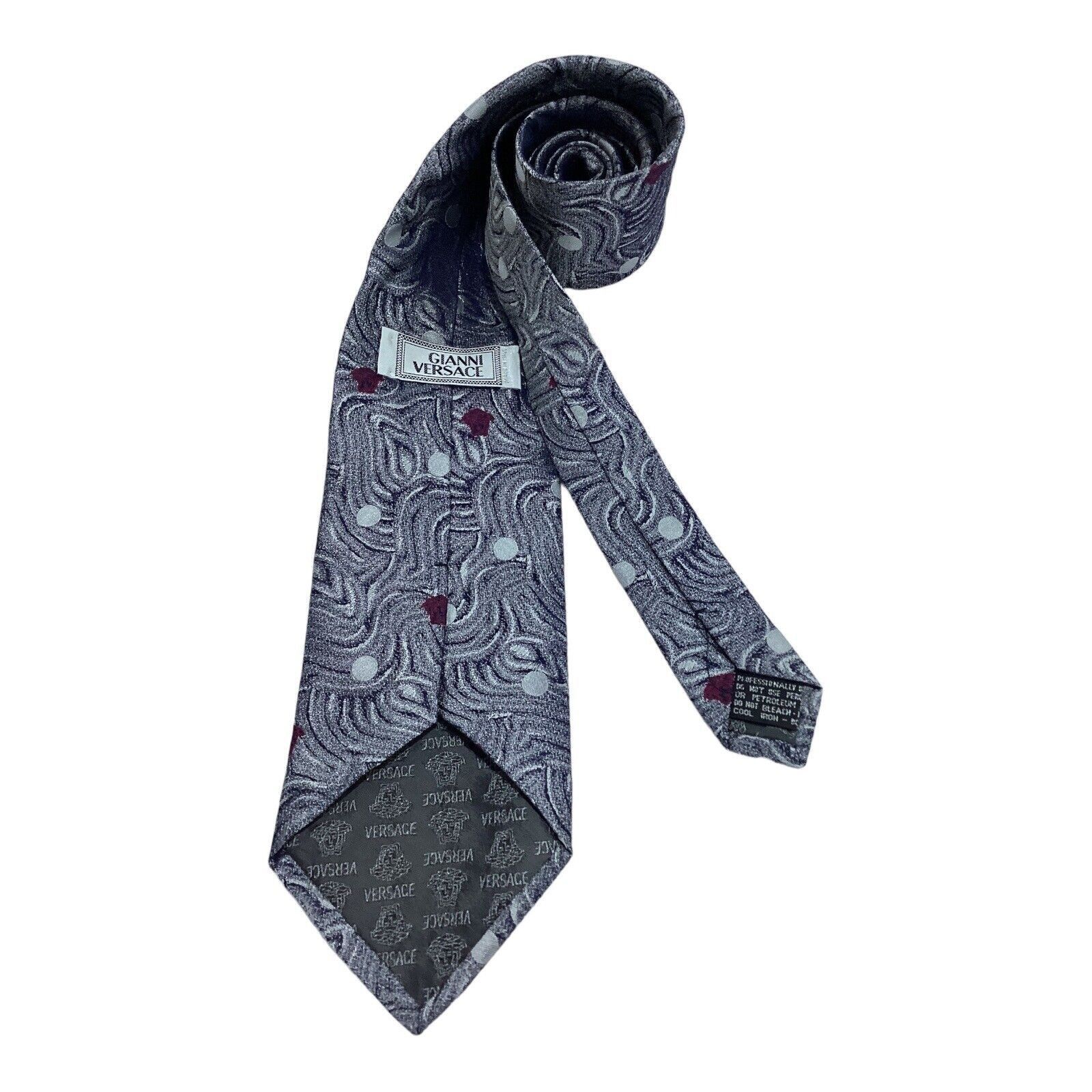 Versace GIANNI VERSACE Gray Abstract Art Print Monogrammed Luxury Si Size ONE SIZE - 2 Thumbnail