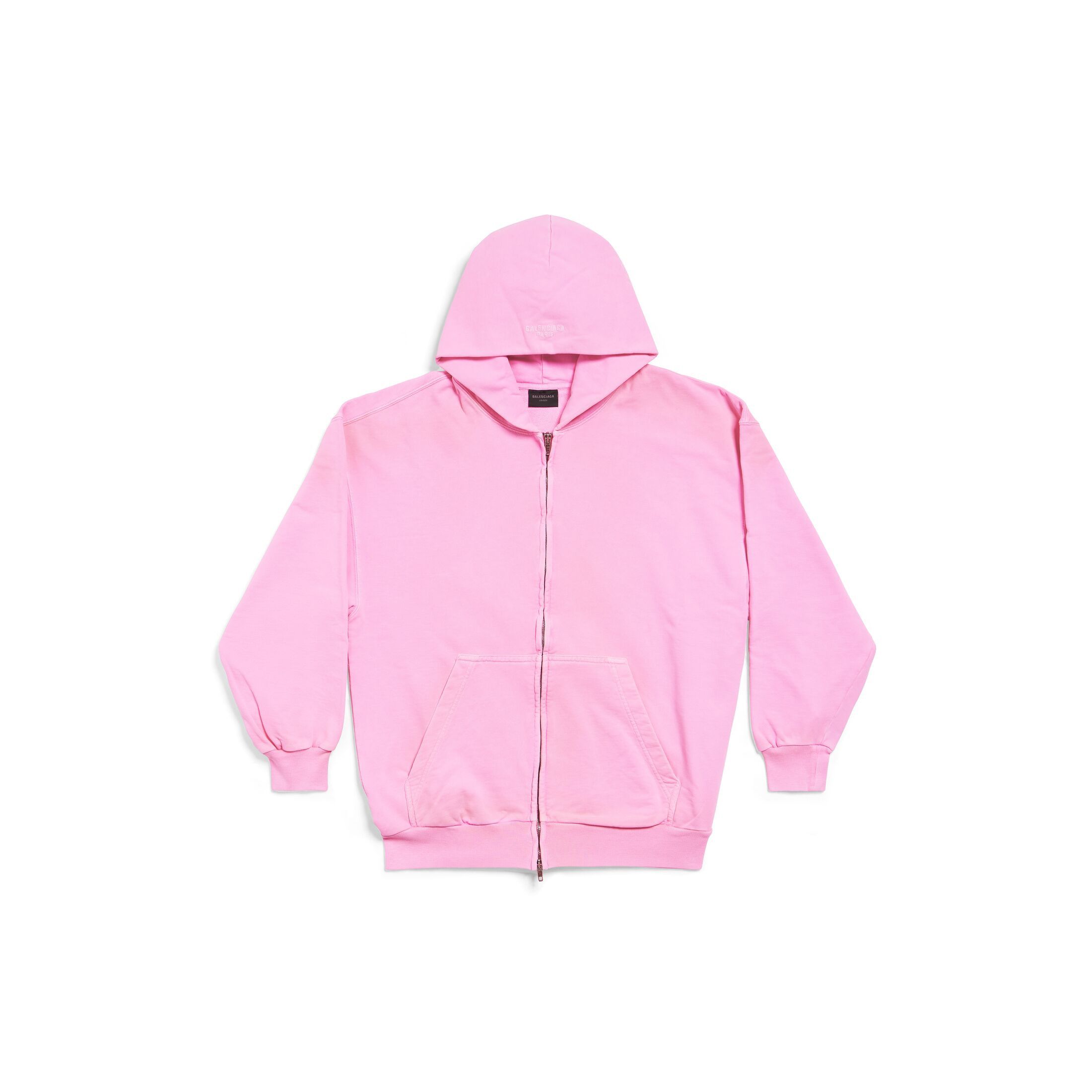 image of Balenciaga Hoodie Half Zip Up Monogram Logo 744454Tovg55965 in Pink, Men's (Size XL)