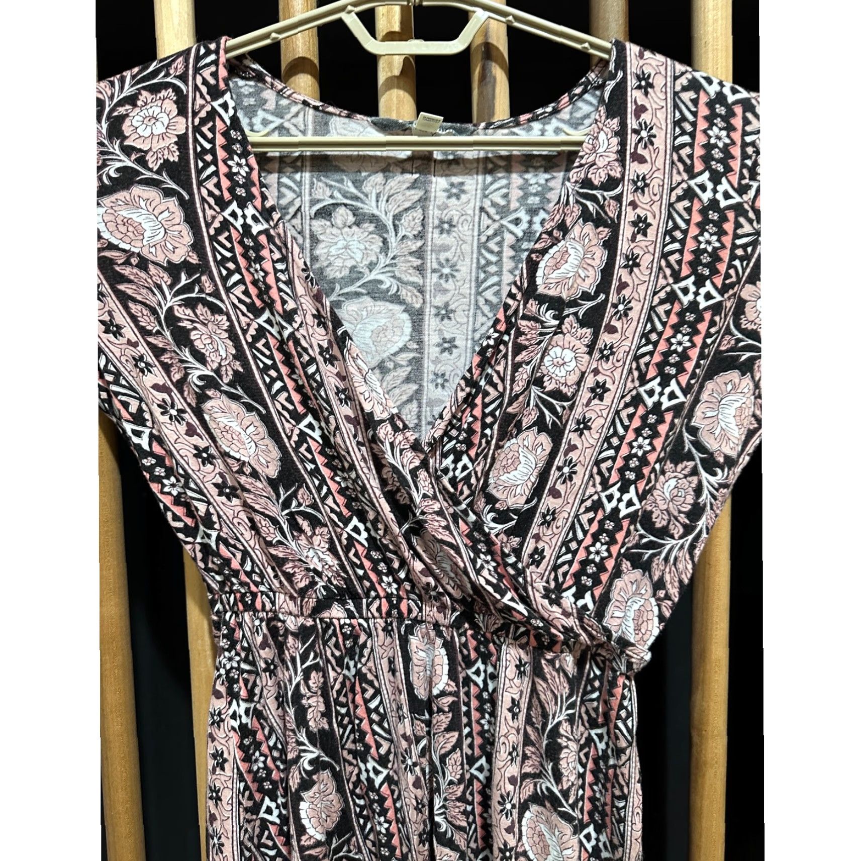 Billabong Billabong Dress Junior M Pink Long Sleeve Floral Faux Wrap Boho Hippie Surf Dress Jrs M Pink Floral Bohemian Summer Women's Size M / US 6-8 / IT 42-44 - 4 Thumbnail