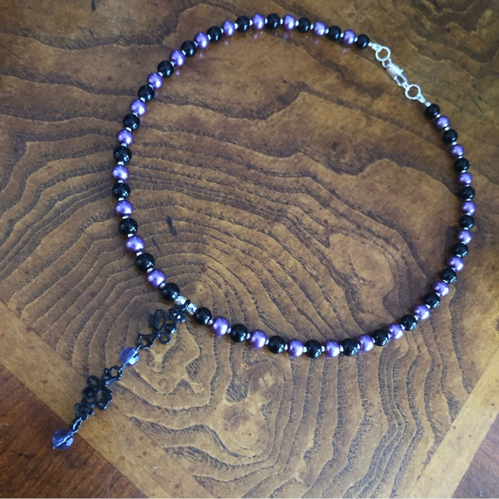 Handmade Handcrafted repurpose elegant stone pendant Pearl necklace Size ONE SIZE - 8 Thumbnail