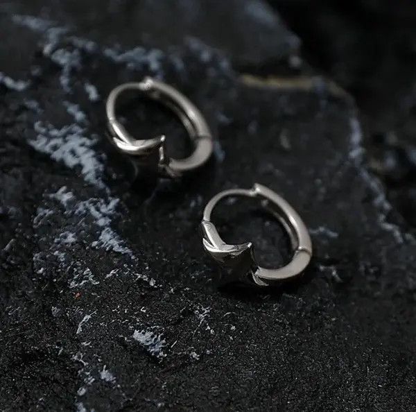 Jewelry Silver Color Star Hoops Earrings Size ONE SIZE - 3 Thumbnail