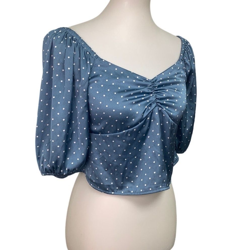 American Eagle Outfitters New American Eagle Womens Medium Puff Sleeve Zip Top Size M / US 6-8 / IT 42-44 - 1 Thumbnail