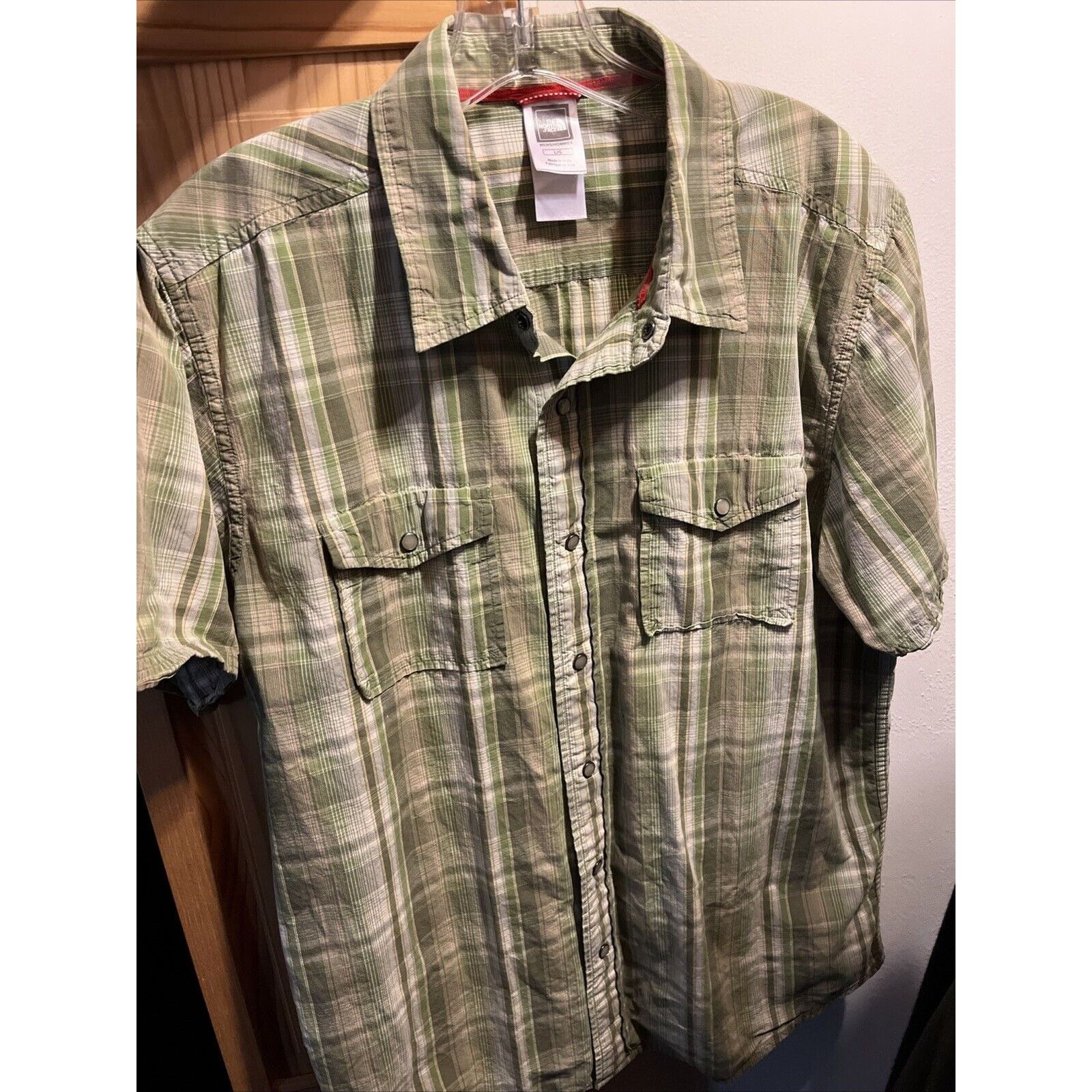 The North Face The North Face Men Shirt L Green Plaid Snap Button SS Hiking Size US L / EU 52-54 / 3 - 10 Thumbnail