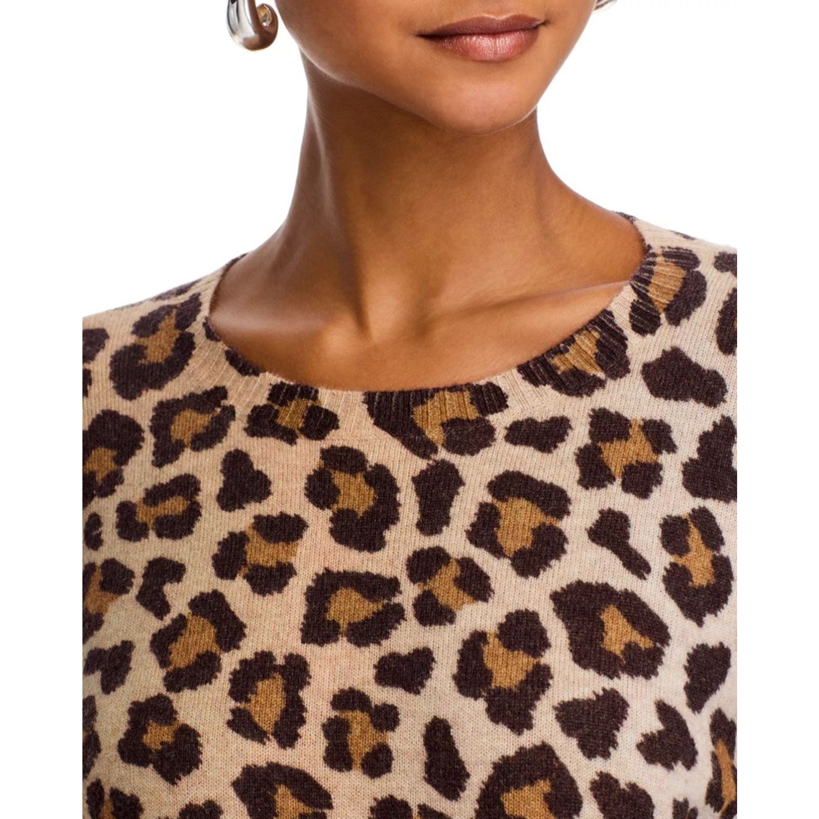 Bloomingdale's C by Bloomingdale's Women Cashmere Leopard Sweater Size M Size M / US 6-8 / IT 42-44 - 5 Thumbnail