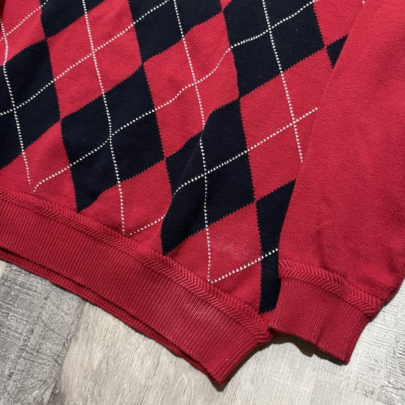 Nautica VTG Nautica Argyle Cotton Knit Red/Blue Collared Sweater 2XL Size US XXL / EU 58 / 5 - 4 Thumbnail