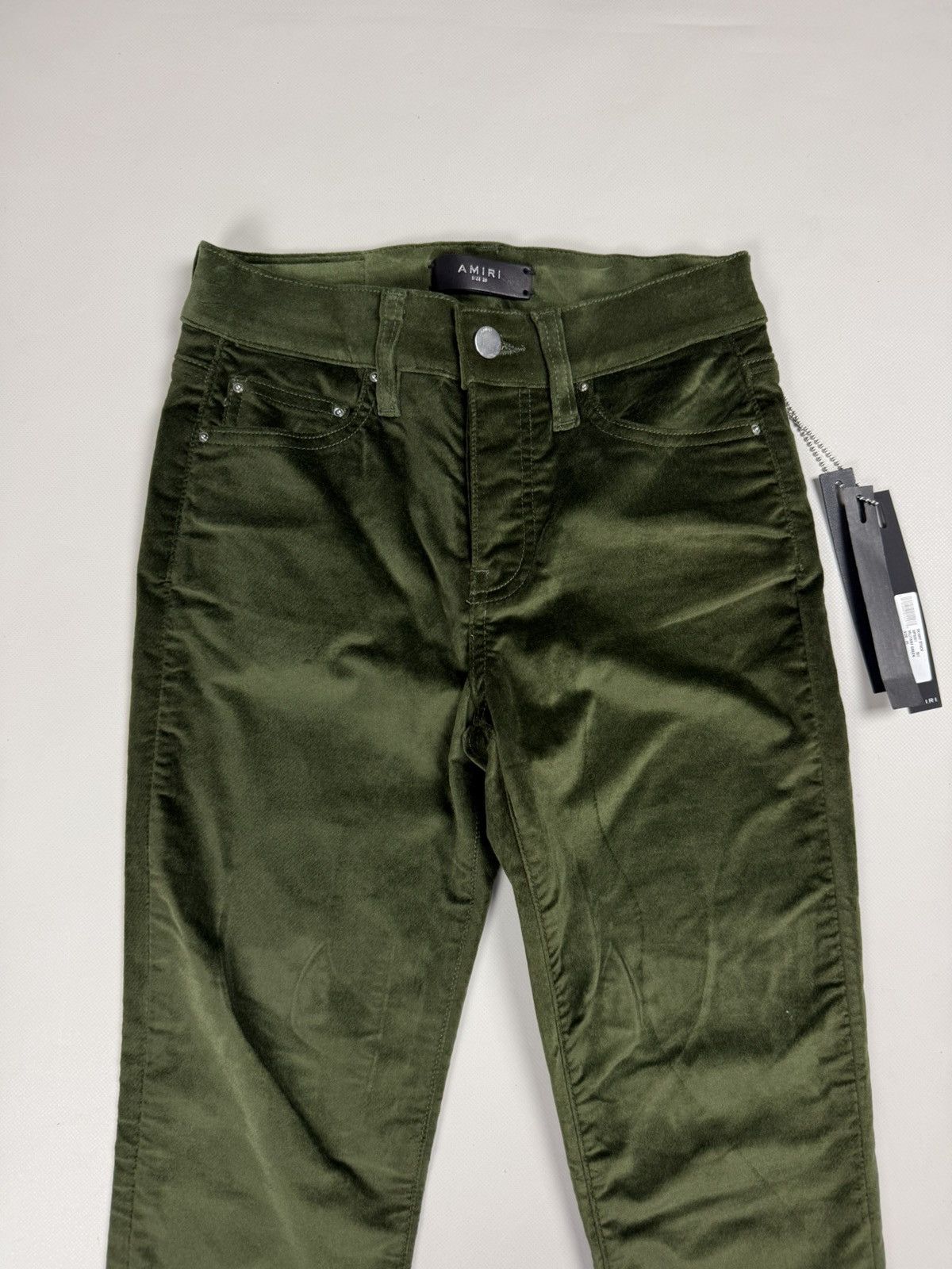 Amiri BNWT Amiri Skinny Stack Military Green Velour Pants Trousers Size 25" / US 0 / IT 36 - 5 Thumbnail