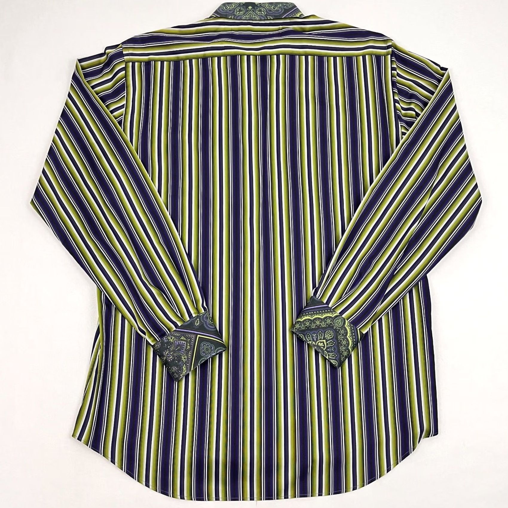 Etro ETRO Milano Shirt Mens Size 42 Multi Striped Contrast Paisley Collar Preppy LS - Pre-Owned Business - Color Multicolor Size US XL / EU 56 / 4 - 7 Thumbnail