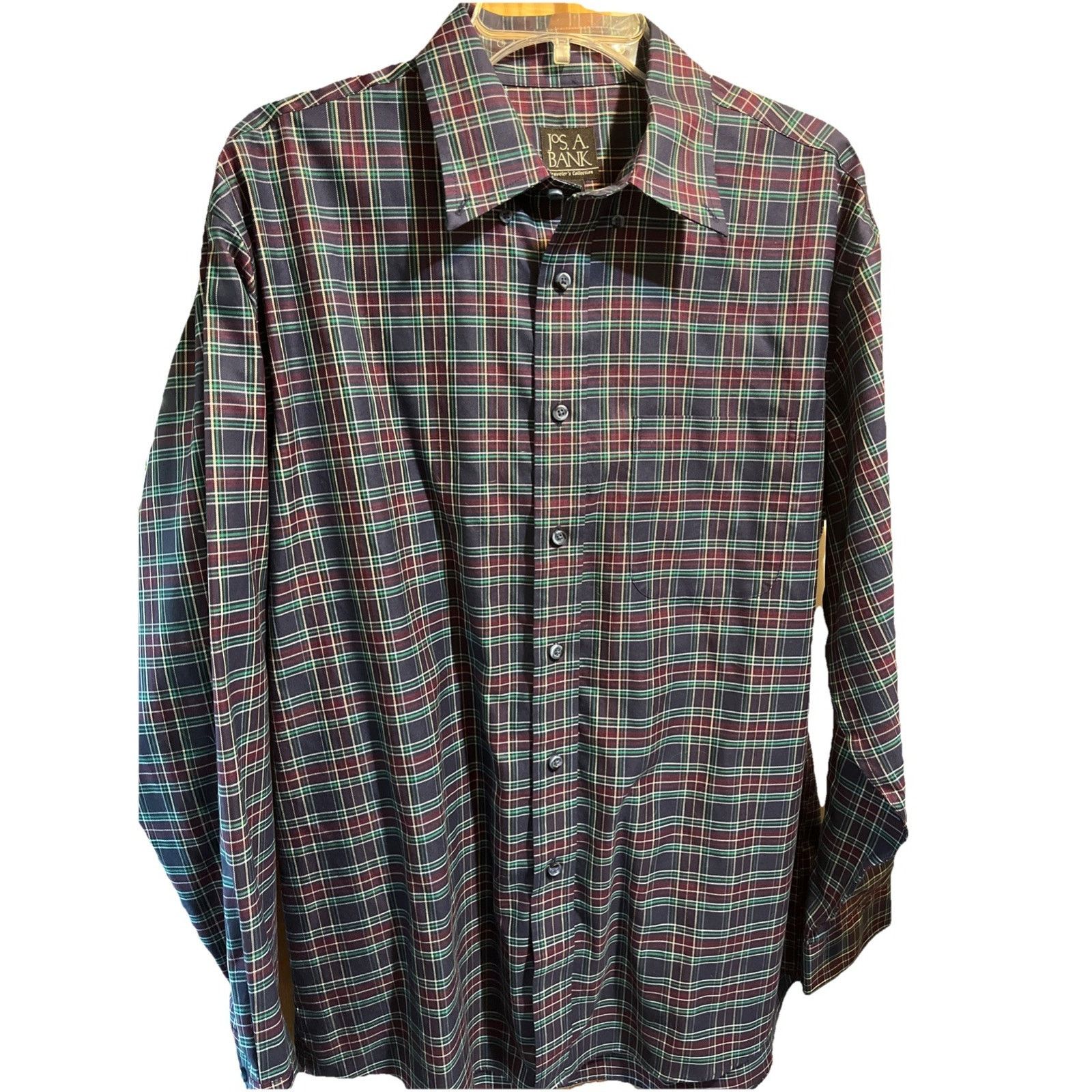 Jos. A. Bank Jos A Bank Shirt Men’s L Purple Blue Plaid Traveler Slim Fit Size US L / EU 52-54 / 3 - 1 Thumbnail