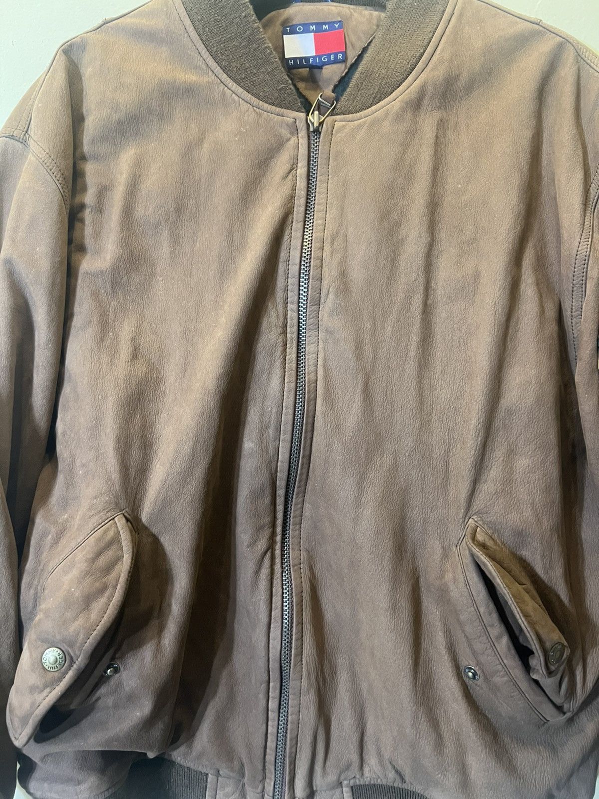 Tommy Hilfiger × Vintage Vintage Tommy Hilfiger Suede Bomber Jacket Size US L / EU 52-54 / 3 - 3 Thumbnail
