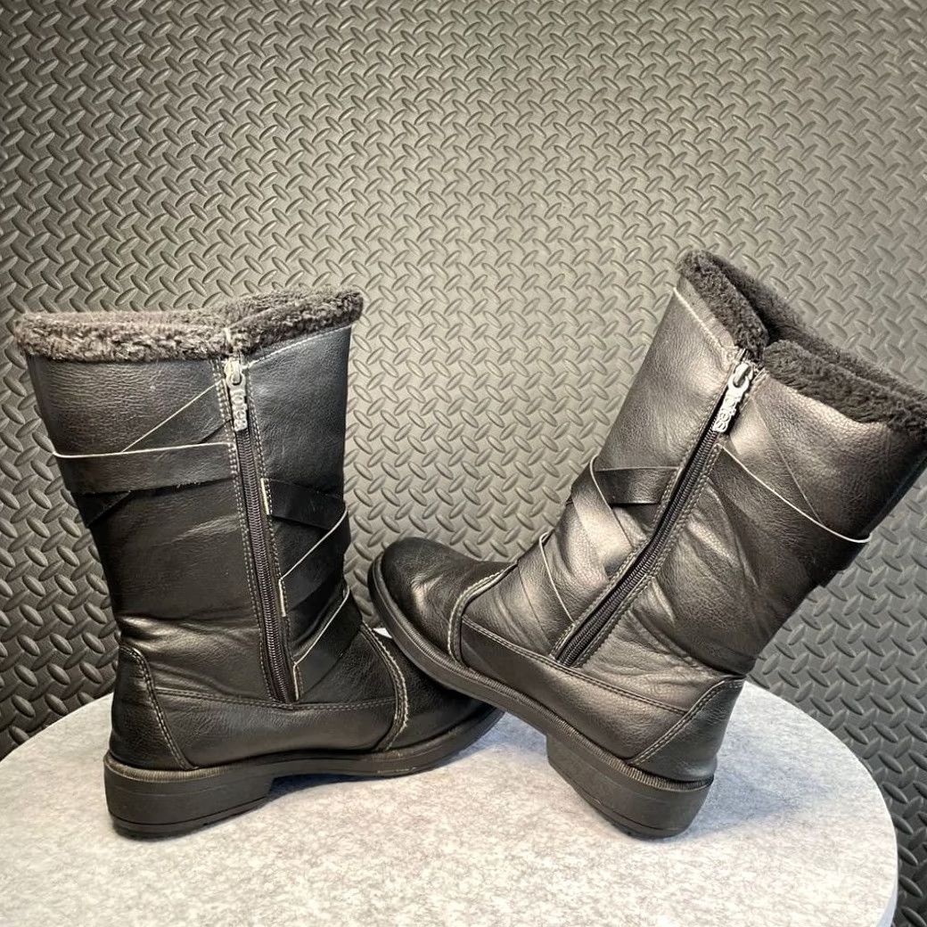 Vintage Totes Diedre Black Strap Buckle Women's Winter Leather Warm Boots Size 11 Size US 11 / IT 41 - 5 Thumbnail