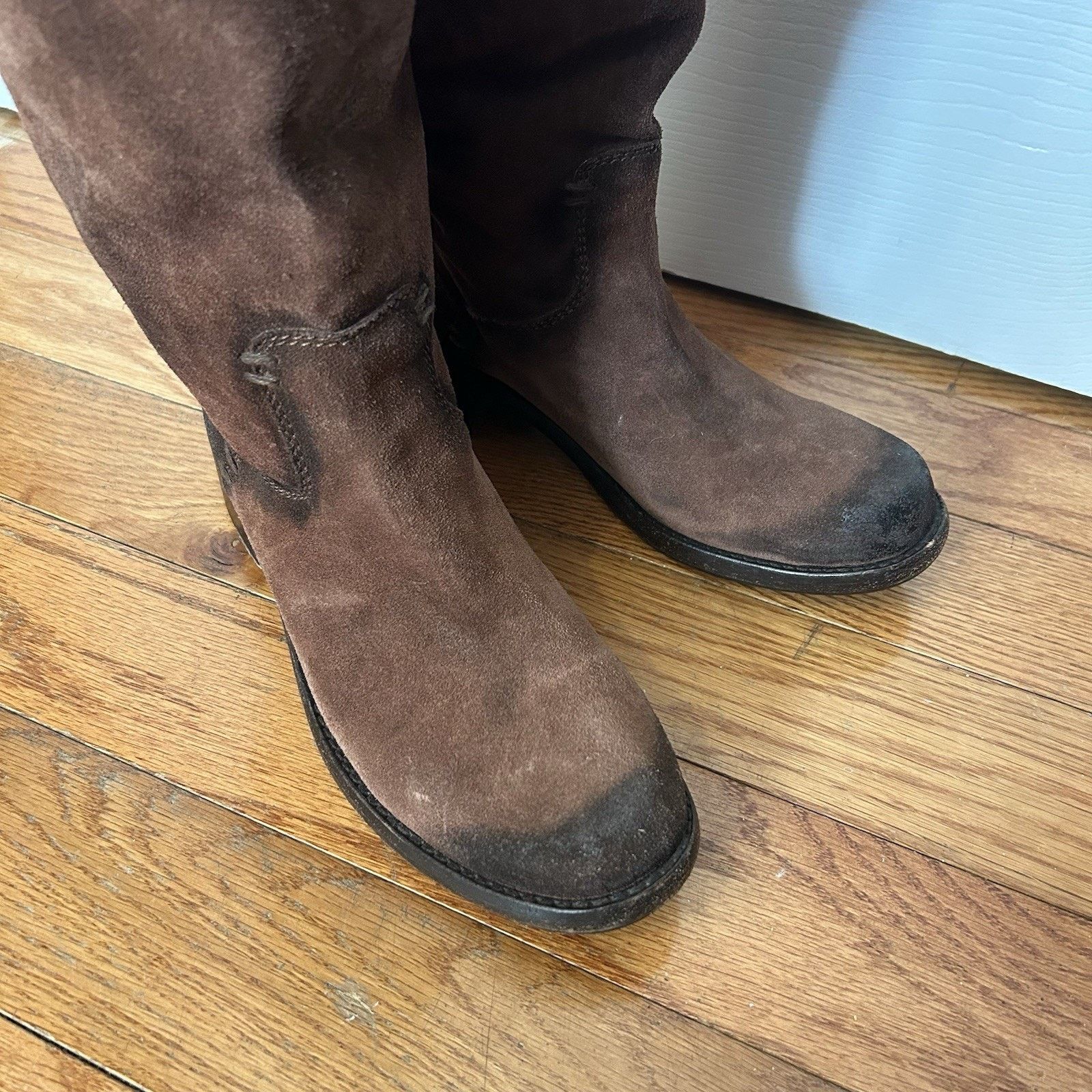 Frye Elena Pull On Distressed Suede Tall Riding Boots Size 9 B Size US 9 / IT 39 - 2 Thumbnail