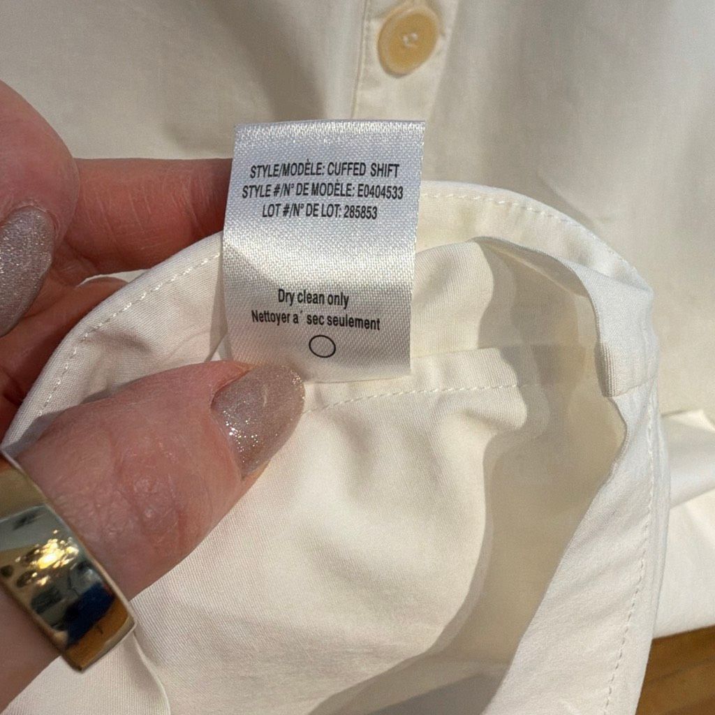 Theory Theory Cuffed Shift Shirt Dress White Cotton Blend 4 (064) Size S / US 4 / IT 40 - 10 Thumbnail