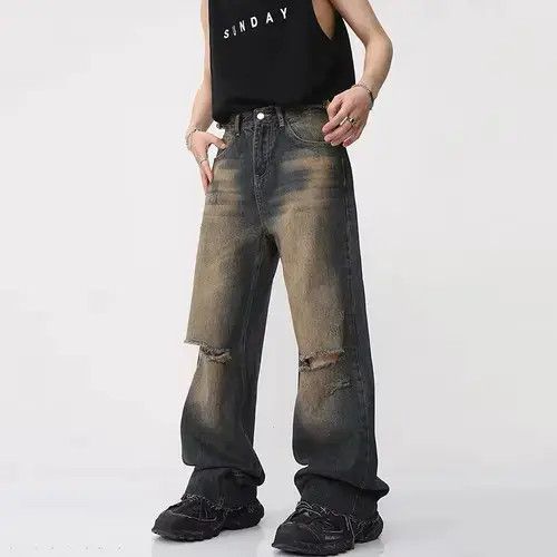 Jean Kawamura x Misa Baggy Faded Washed Knee Ripped Jeans Size US 31 - 4 Thumbnail