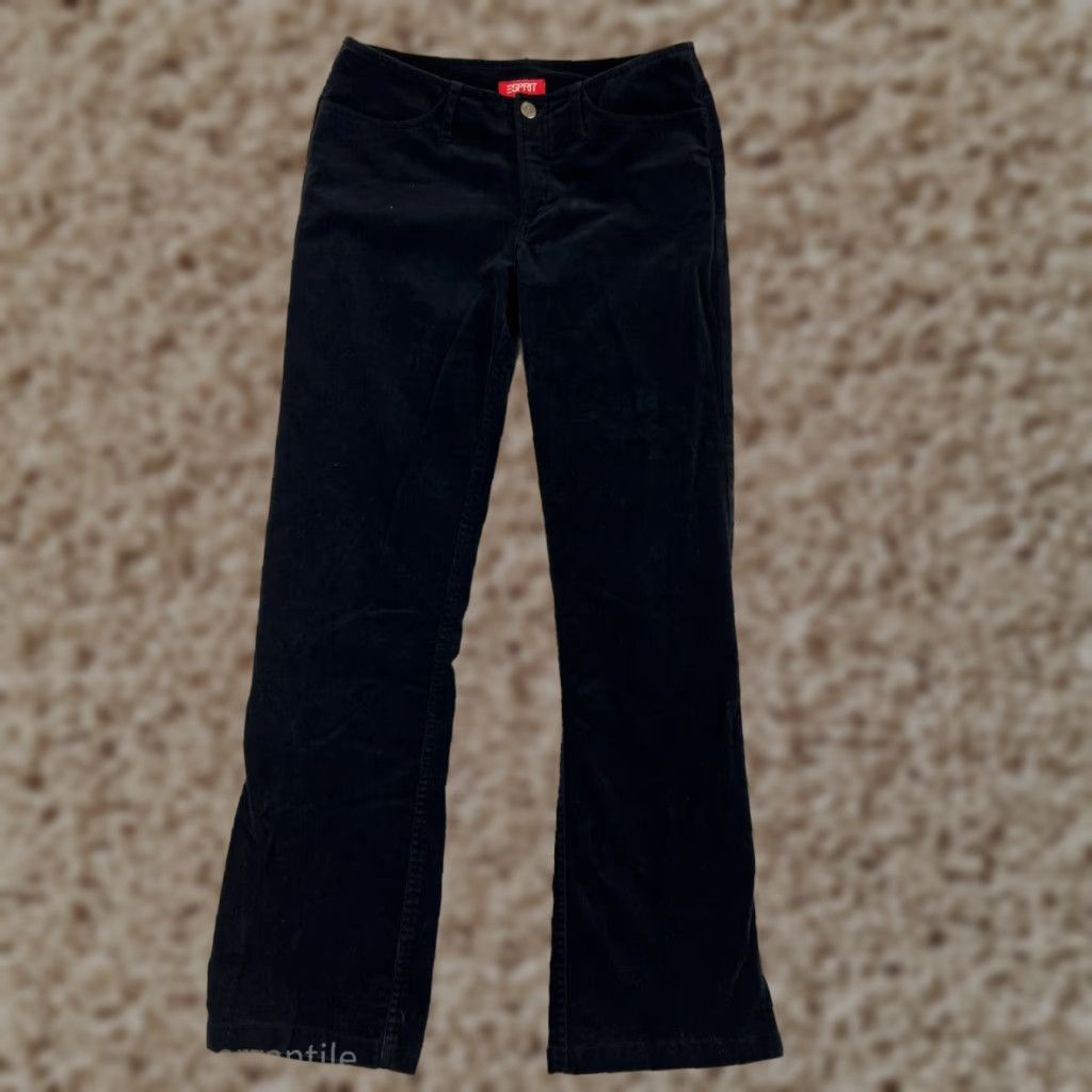 Esprit Esprit Womens Pants Chino Bootcut Black Corduroy Stretch Size 3 Casual Business Workwear Size 26" / US 2 / IT 38 - 1 Thumbnail
