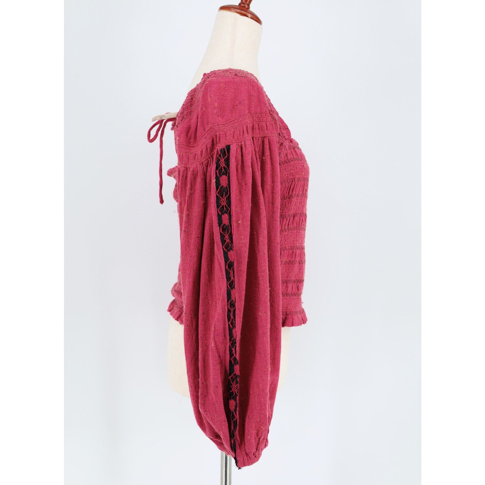 Free People Free People Women Rose Peasant Sleeve Bohemian Top Size M Size M / US 6-8 / IT 42-44 - 5 Thumbnail