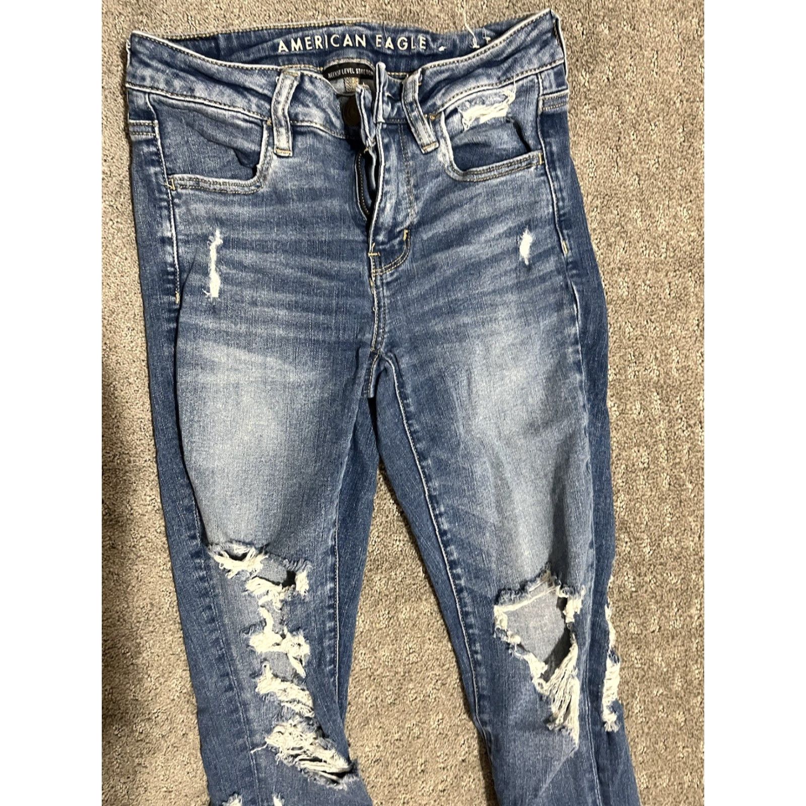 American Eagle Outfitters VINTAGE American Eagle Outfitters Blue Low Rise Jegging Pants Women Size 2 Stretch Denim 90s Size 26" / US 2 / IT 38 - 4 Thumbnail