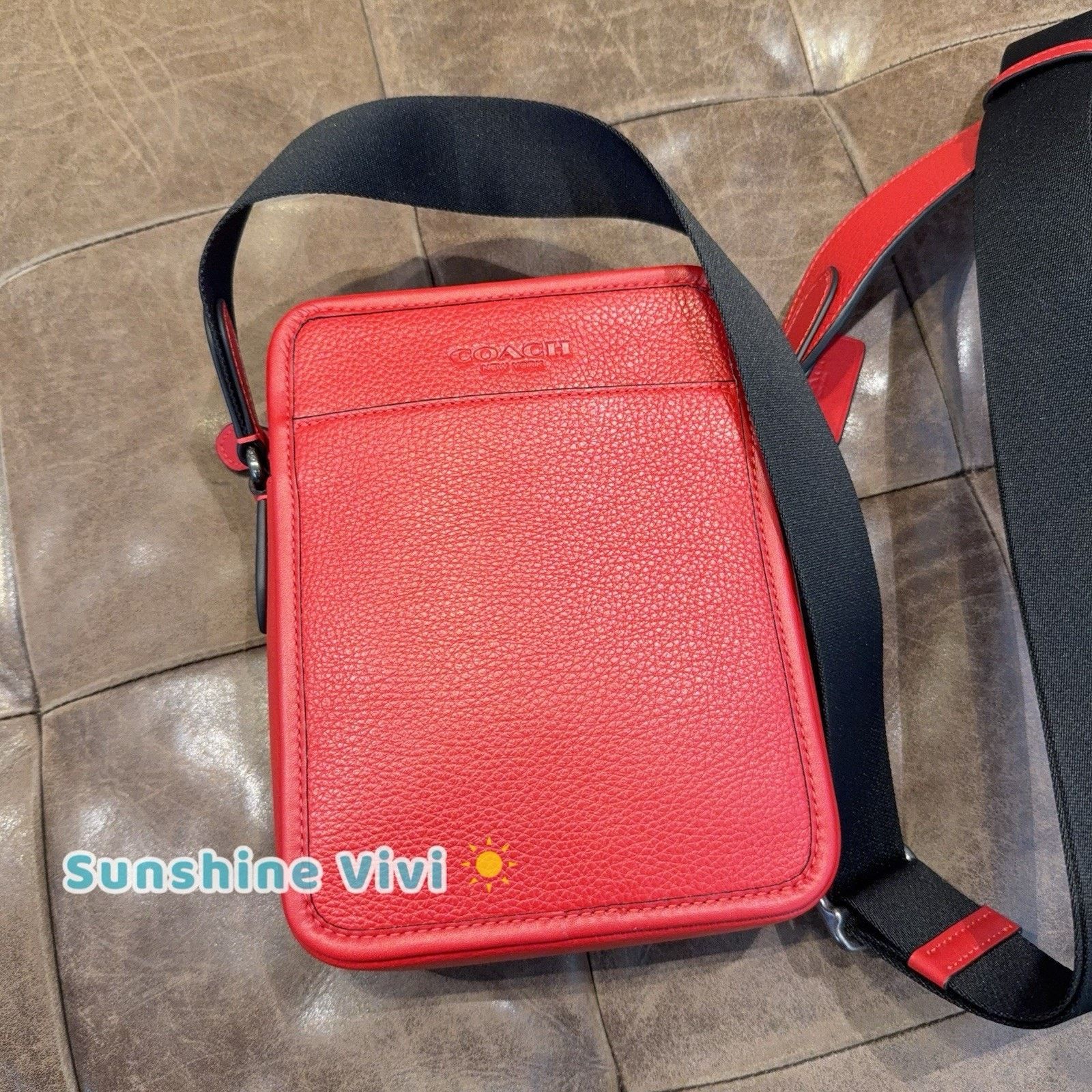 Coach NWT Coach Men Sullivan Crossbody Bag Leather CAT81 Bold Red Size ONE SIZE - 1 Thumbnail