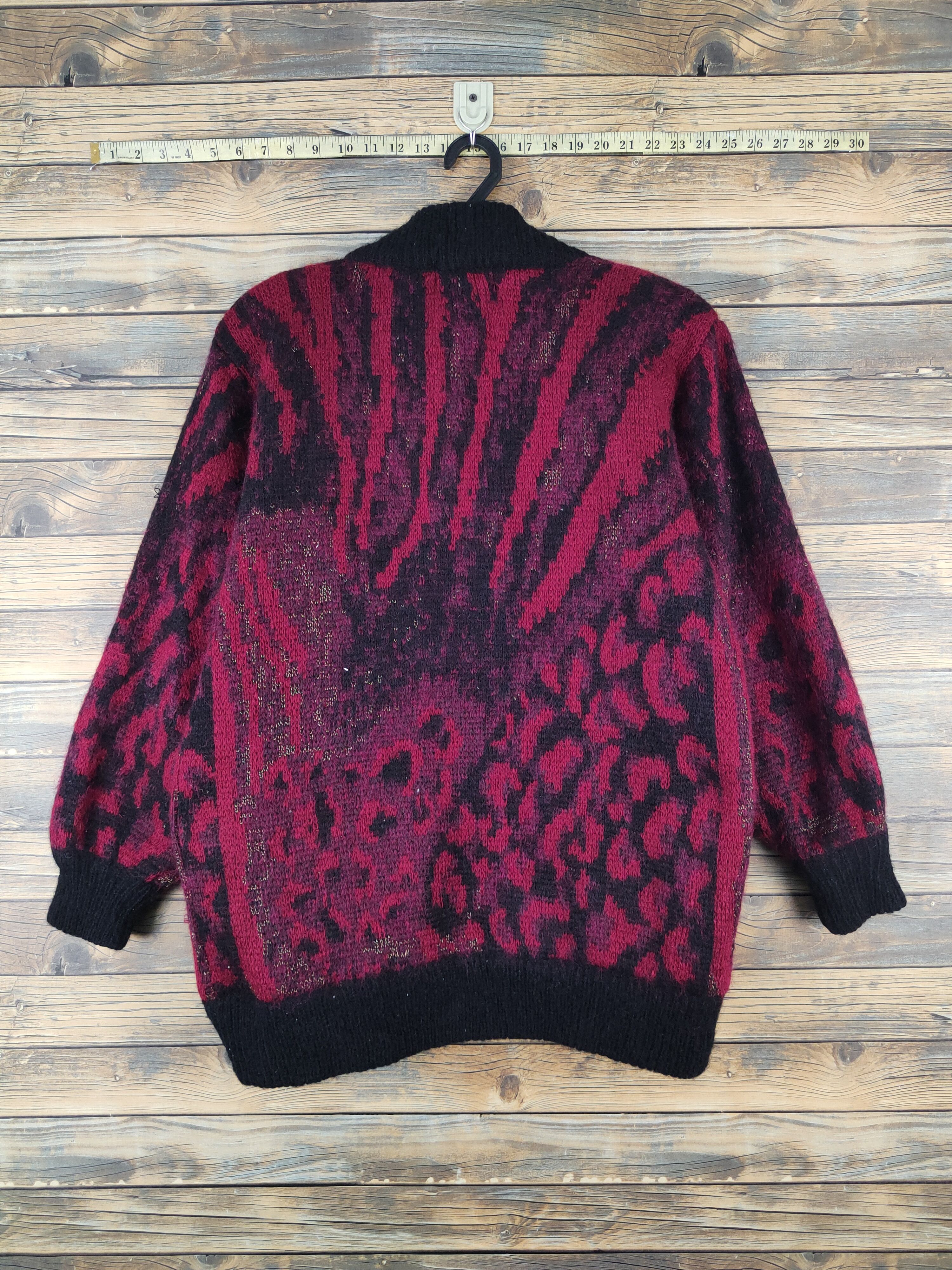 Aran Isles Knitwear Cokett Black Red Wool Knitwear Cardigan #W2105 Size L / US 10 / IT 46 - 8 Thumbnail