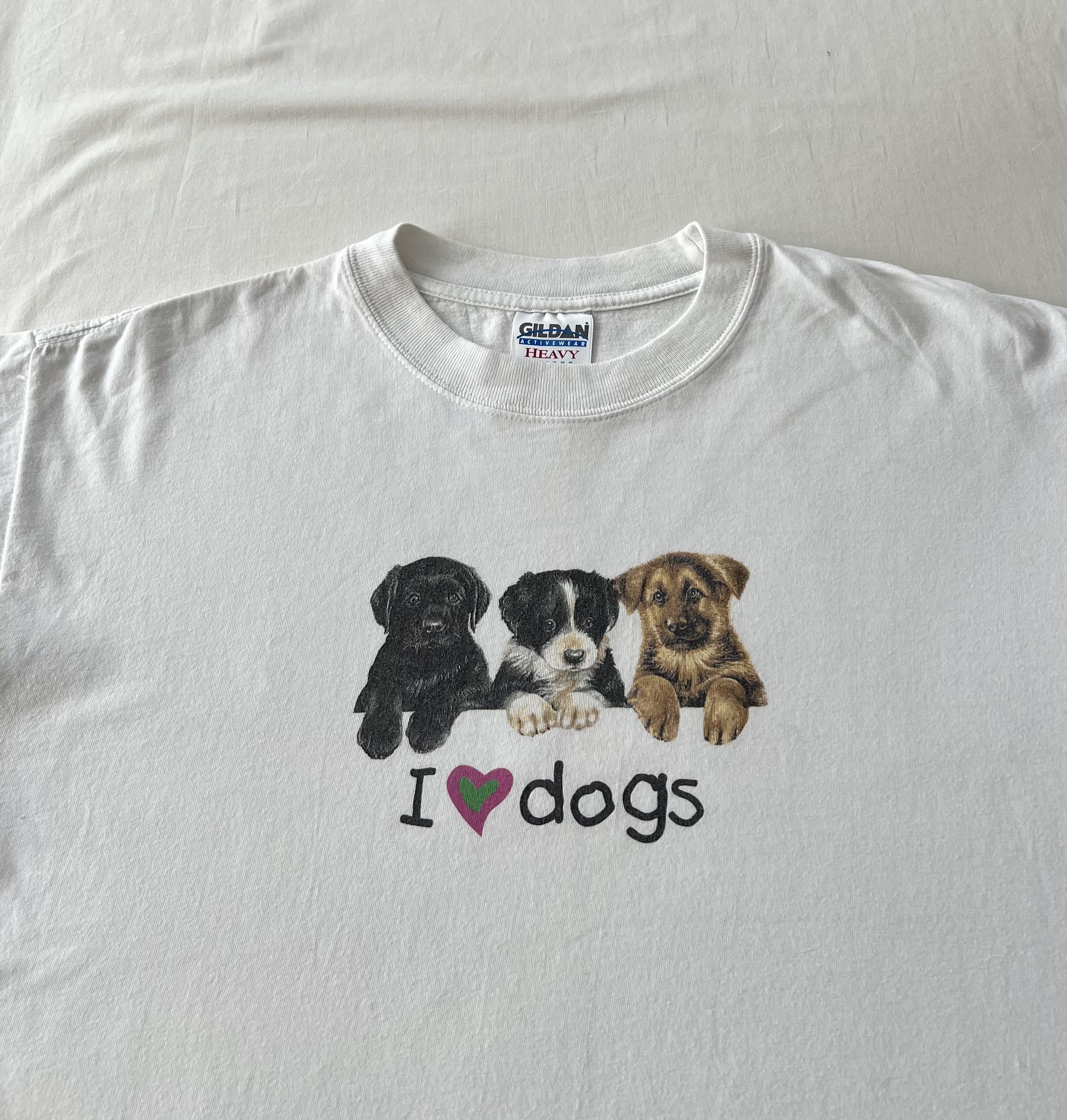 Vintage Vintage 2000s I Love Dogs Animals Art White T-shirt Size US M / EU 48-50 / 2 - 3 Thumbnail