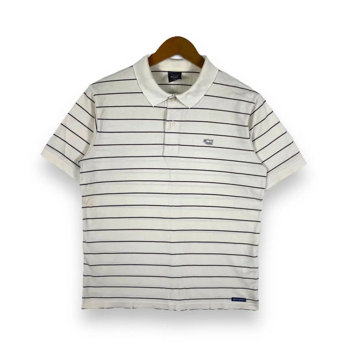 Keith Haring Vintage 00's KEITH HARING Basic Logo Striped Polo Shirt Size US M / EU 48-50 / 2 - 1 Thumbnail