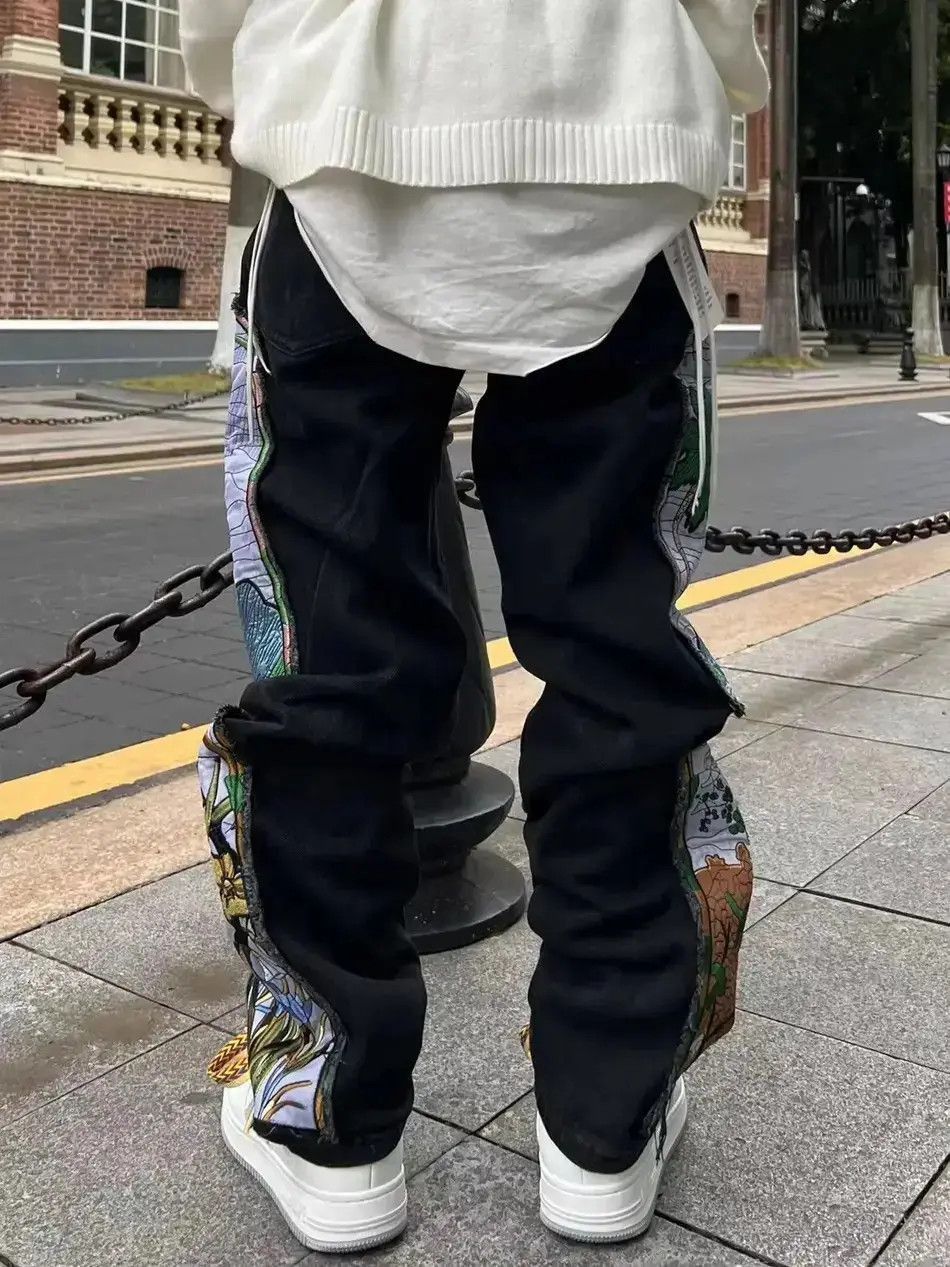 Japanese Brand Y2K Harajuku Patch Grunge Hip Hop Jeans Trousers Size US 34 / EU 50 - 4 Thumbnail