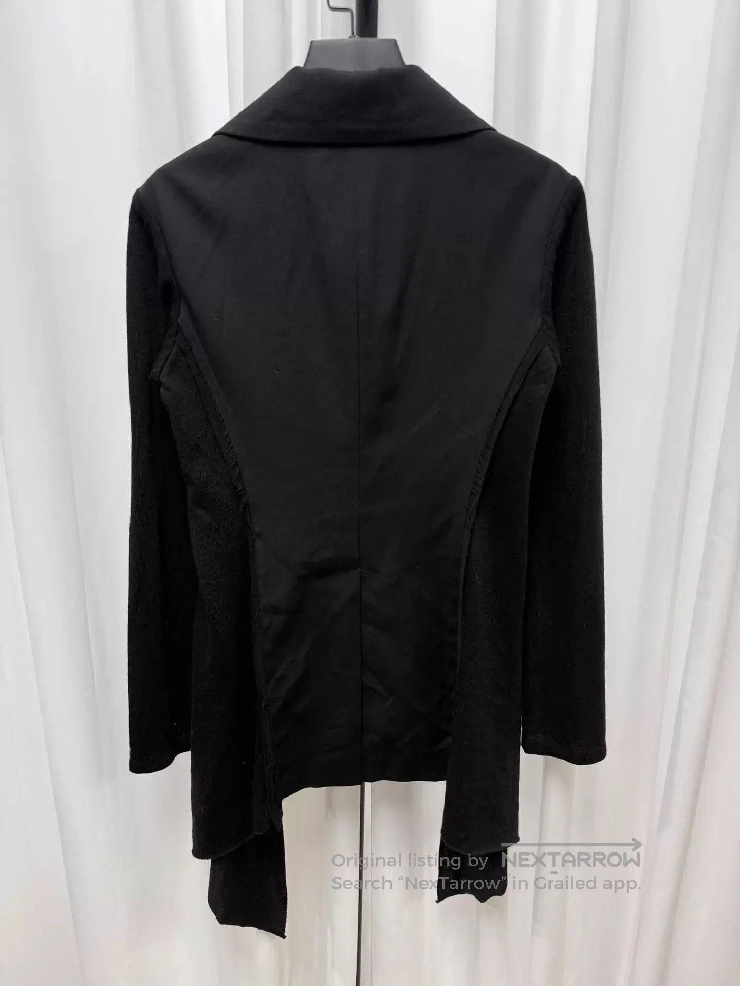 Yohji Yamamoto Black Structured Button-Front Asymmetric Hem Jacket. Size US S / EU 44-46 / 1 - 6 Thumbnail