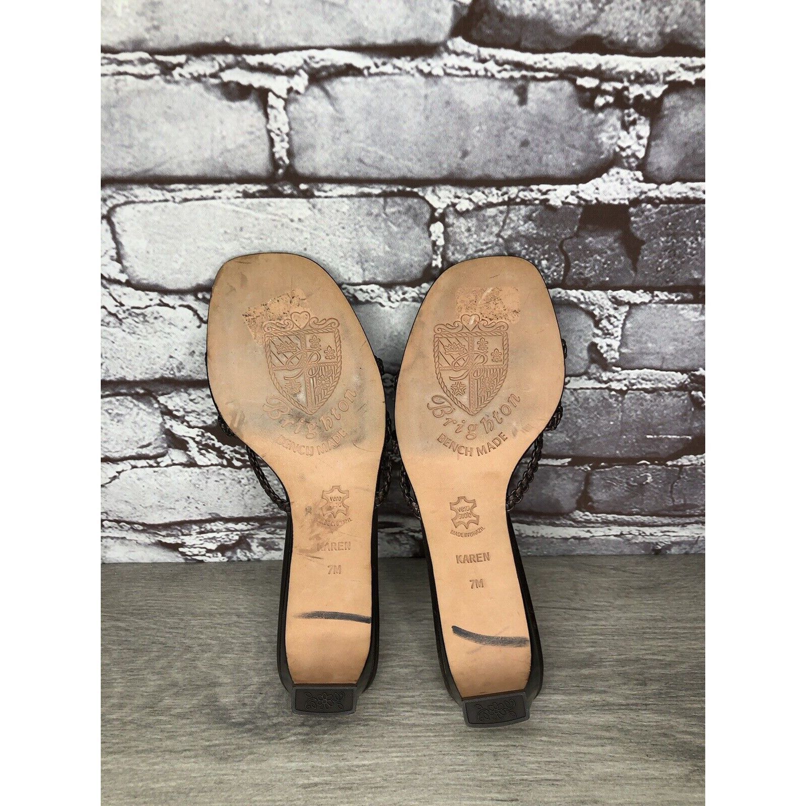 Brighton Brighton Karen Brown Copper Woven Leather Slide Heel Sandals Size US 7 / IT 37 - 21 Thumbnail