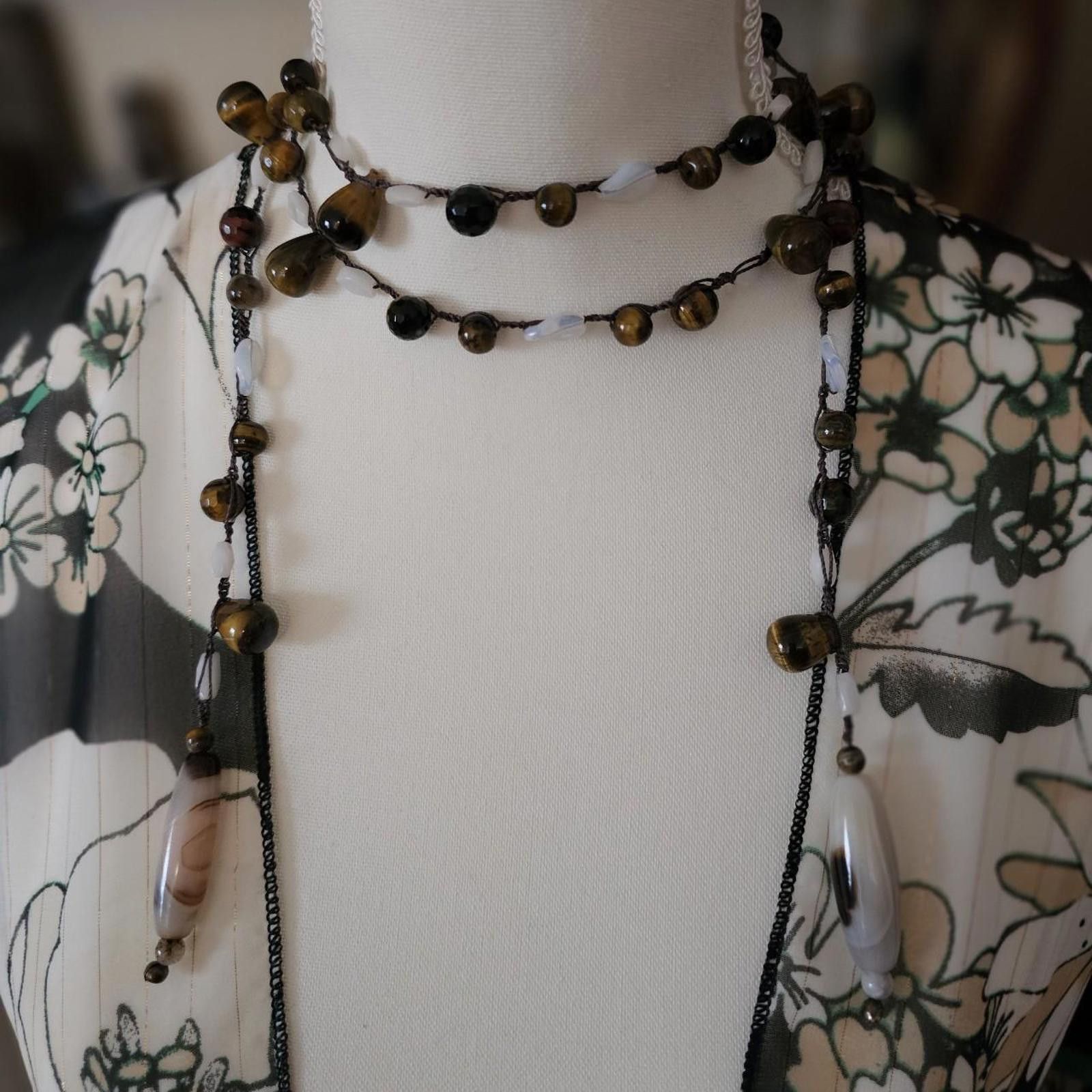 Designer Handmade Lariat Style Tiger's Eye Necklace Size ONE SIZE - 2 Thumbnail