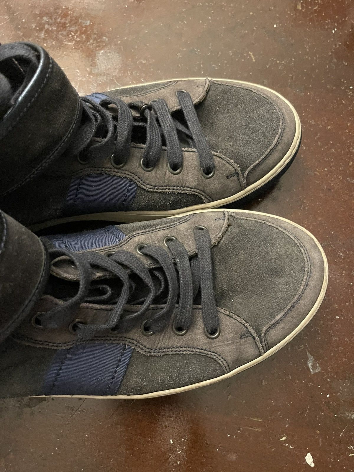 Lanvin Lanvin Mens Size 8 High Top Strap Sneakers Black Suede Size US 8 / EU 41 - 6 Thumbnail