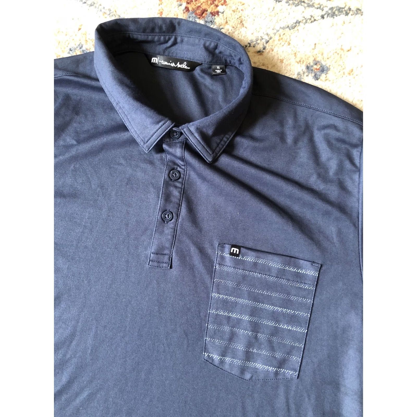 TravisMathew Travis Mathew Polo Shirt Mens Blue Short Sleeve Collared Pullover Regular Fit 2XL Golf Casual Lightweight Size US XXL / EU 58 / 5 - 6 Thumbnail