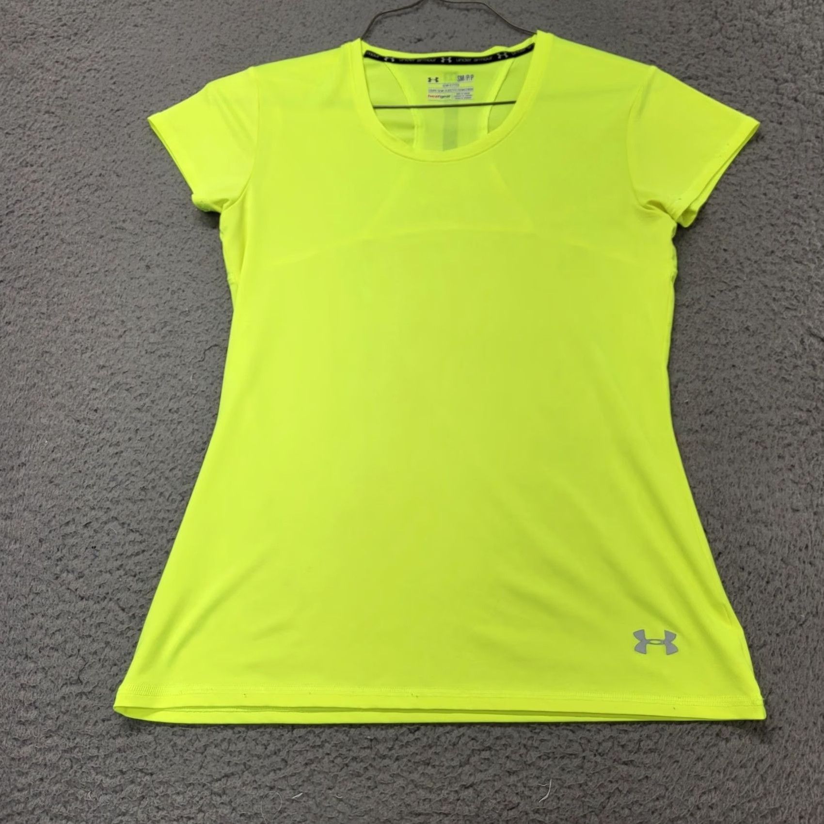 Under Armour Under Armour Shirt Short Sleeve Heat Gear Neon Hers Running Sz Small, Semi-Fitted, Breathable, Moisture Wicking, Activewear, Women, Yellow Size S / US 4 / IT 40 - 6 Thumbnail