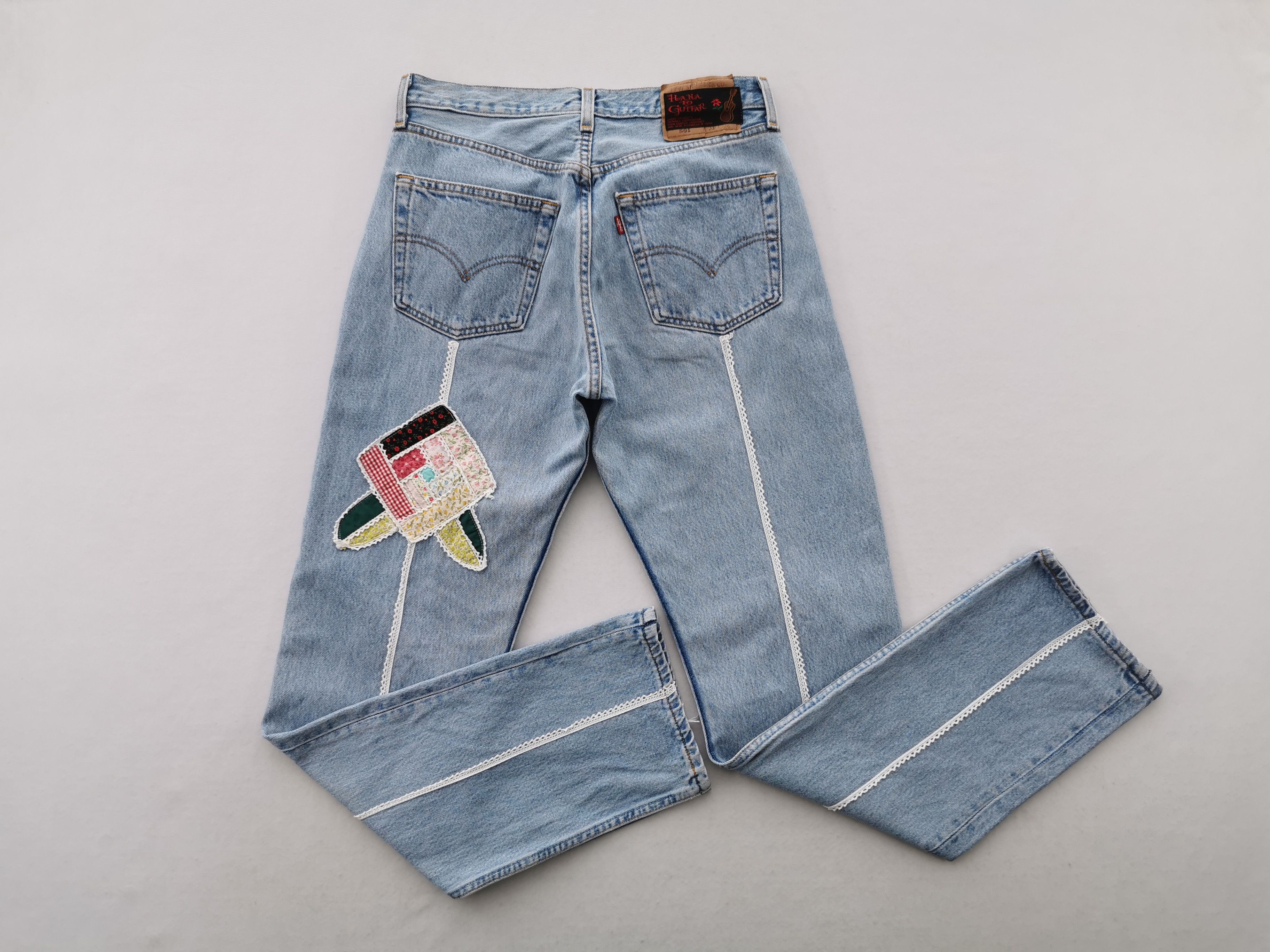 Levi's Vintage 90s Levis Lot 501 x Hana To Guitar Painting Denim Size US 31 - 5 Thumbnail