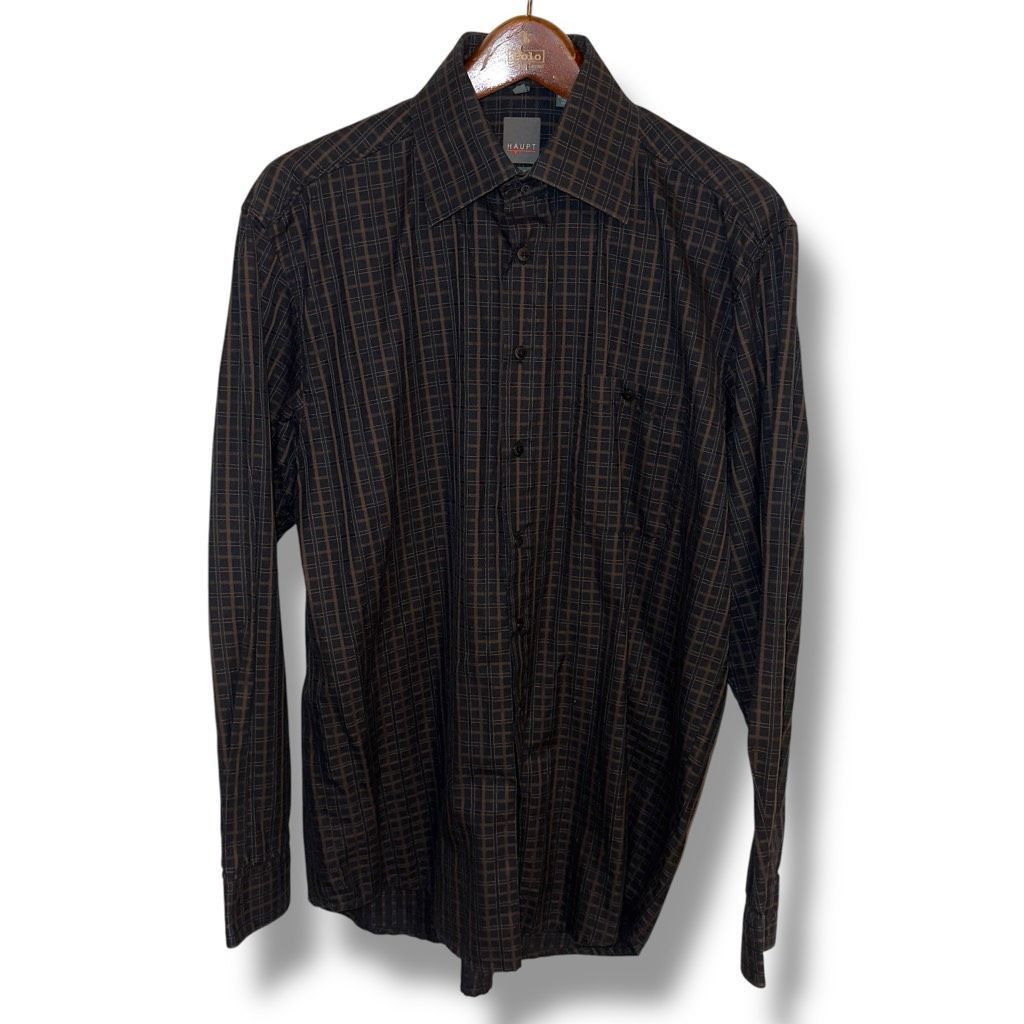Haupt Haupt Ecologic Black Spread Collar 2 Ply Cotton Dress Shirt Sz L 16.5 Size US L / EU 52-54 / 3 - 1 Thumbnail