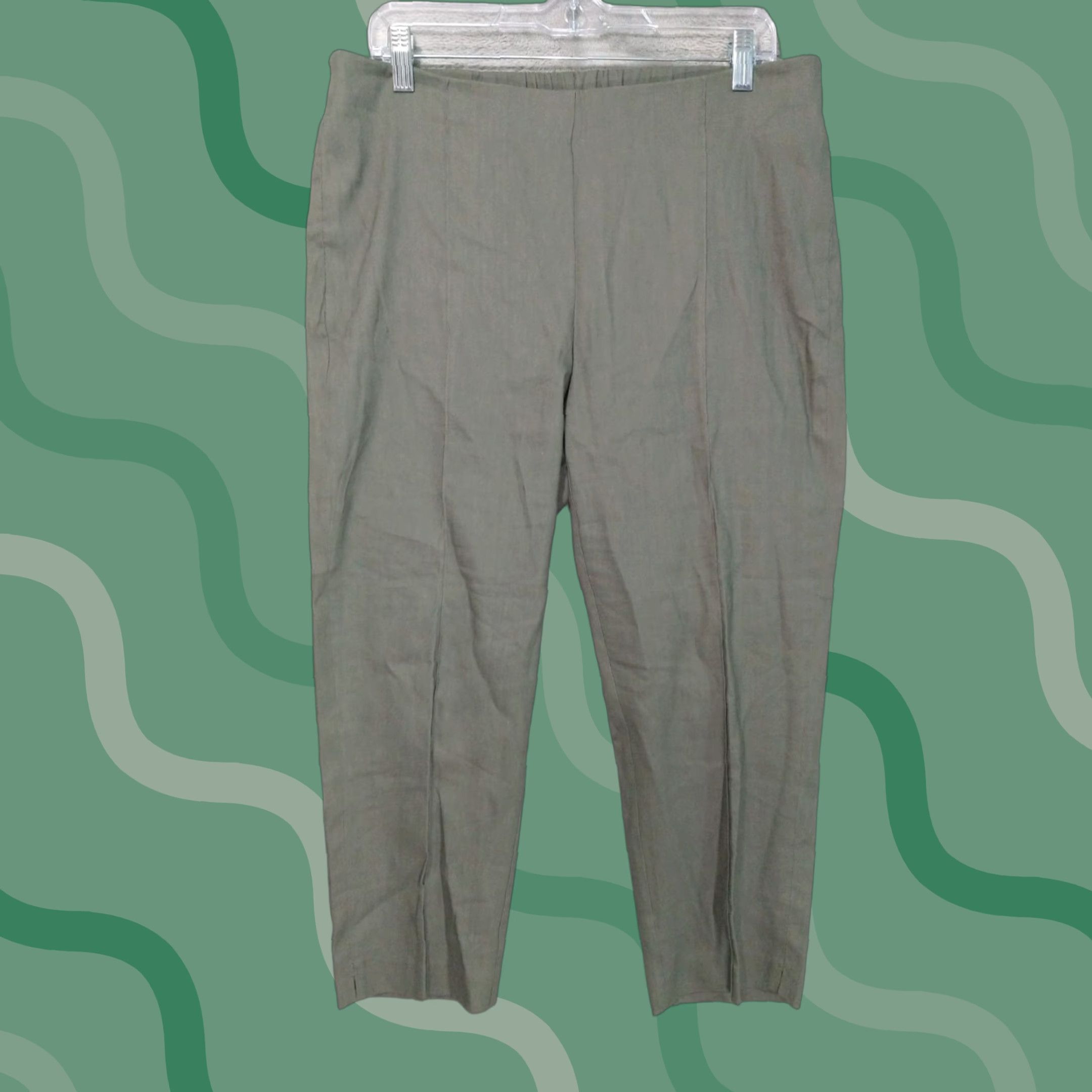 J. Jill J.Jill Pants Womens Medium Green Linen Stretch Tapered Leg Crop Beach Bohemian Style M Size 32" / US 10 / IT 46 - 1 Thumbnail