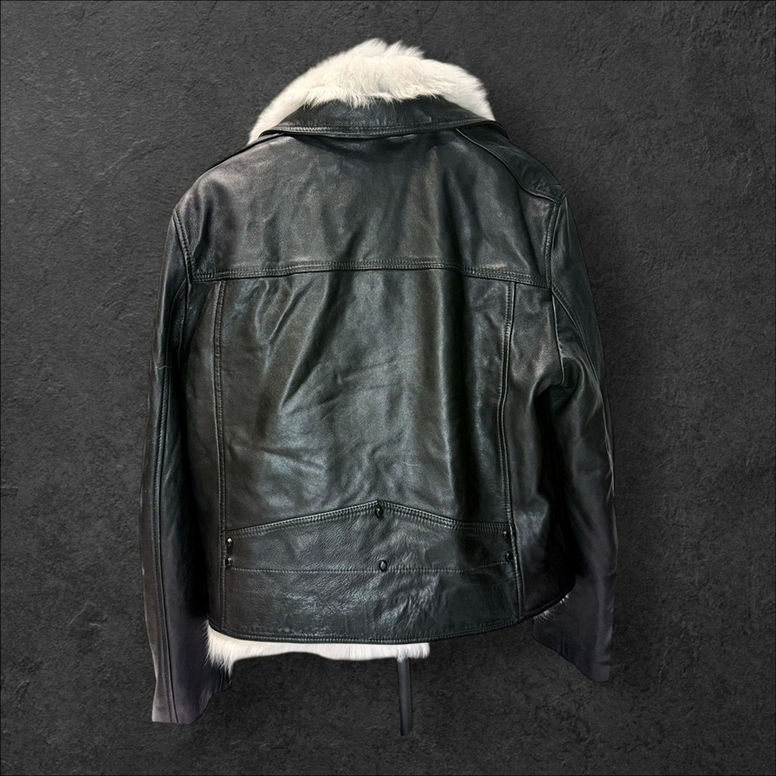 Allsaints AllSaints Lyra Shearling Lambskin Leather Biker Jacket Size L / US 10 / IT 46 - 4 Thumbnail