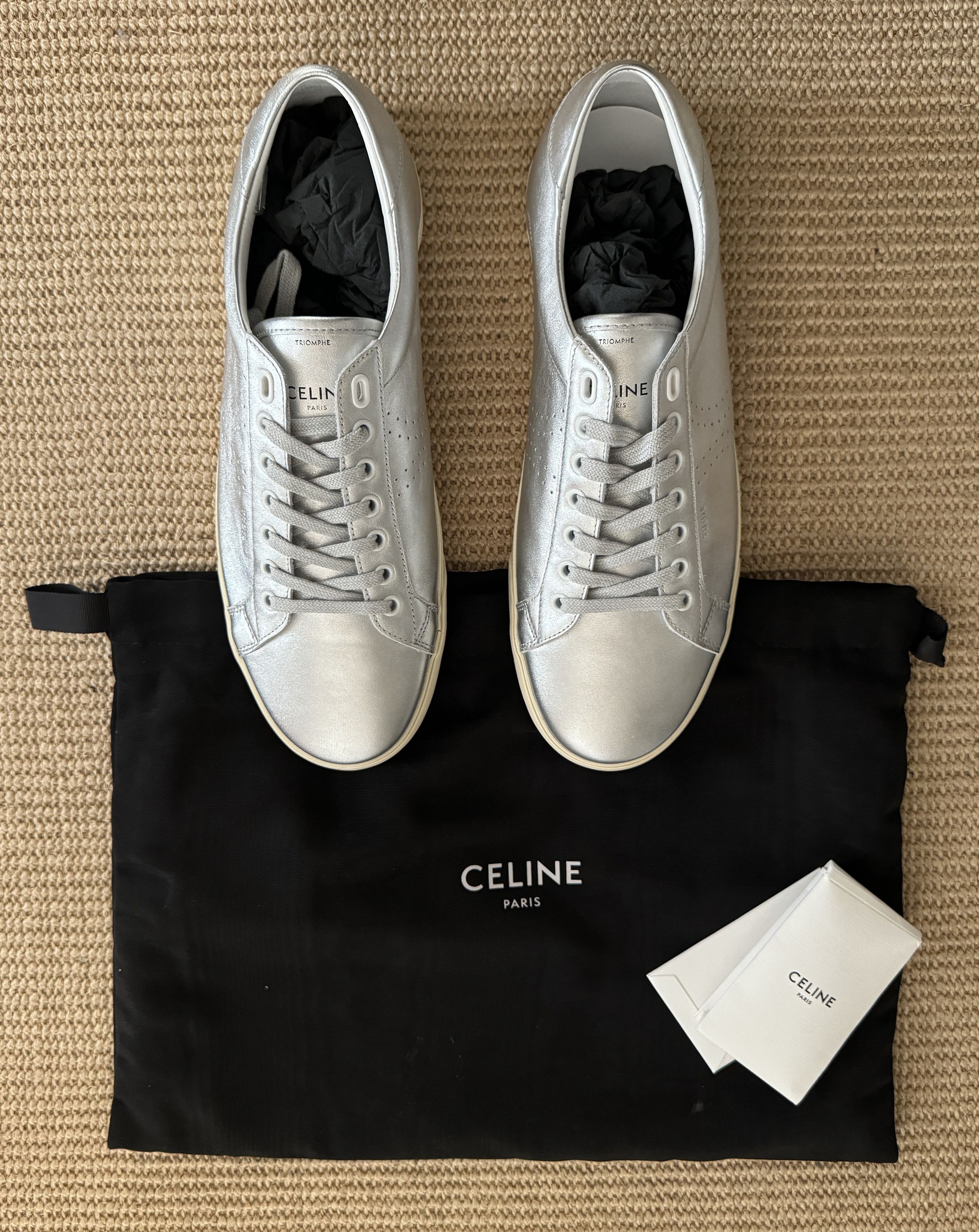 Celine × Hedi Slimane CELINE TRIOMPHE LOW LACE UP SNEAKER CALFSKIN