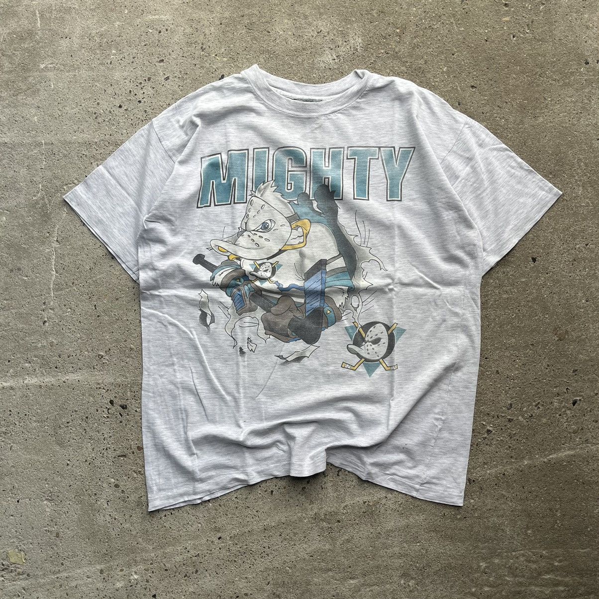 image of Mighty Ducks Of Anaheim Disney Nhl 90's T-Shirt Vintage in Grey, Men's (Size XL)