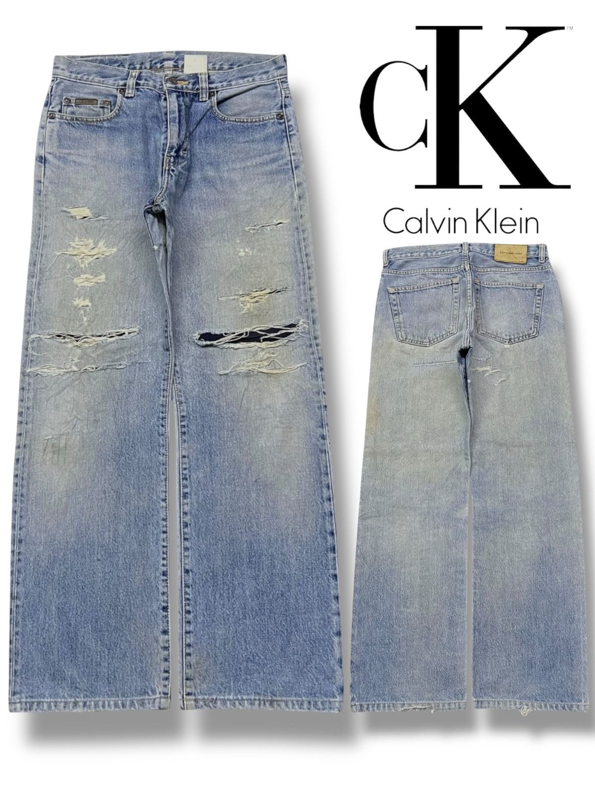 Calvin Klein Vintage Calvin Klein Jeans - Faded Light Wash, Distressed Size US 29 - 1 Thumbnail
