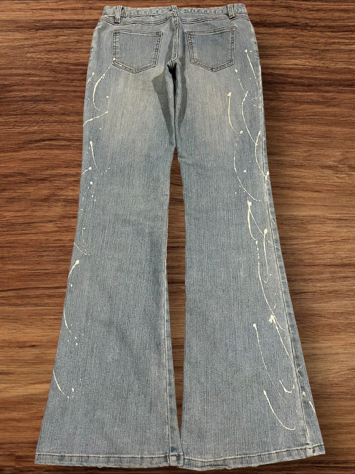Hysteric Glamour × Japanese Brand × Tornado Mart Japanese Brand Paint Splattered Blue Wash Retro Flare Jeans Size US 29 - 2 Thumbnail