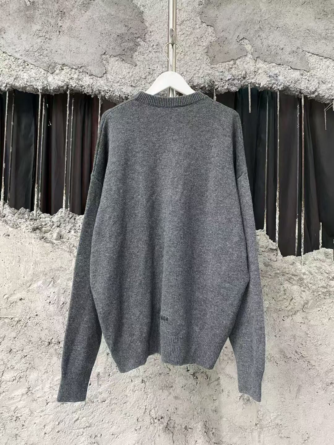 Balenciaga gray embroidered logo sweater by Balenciaga Size US XS / EU 42 / 0 - 1 Thumbnail