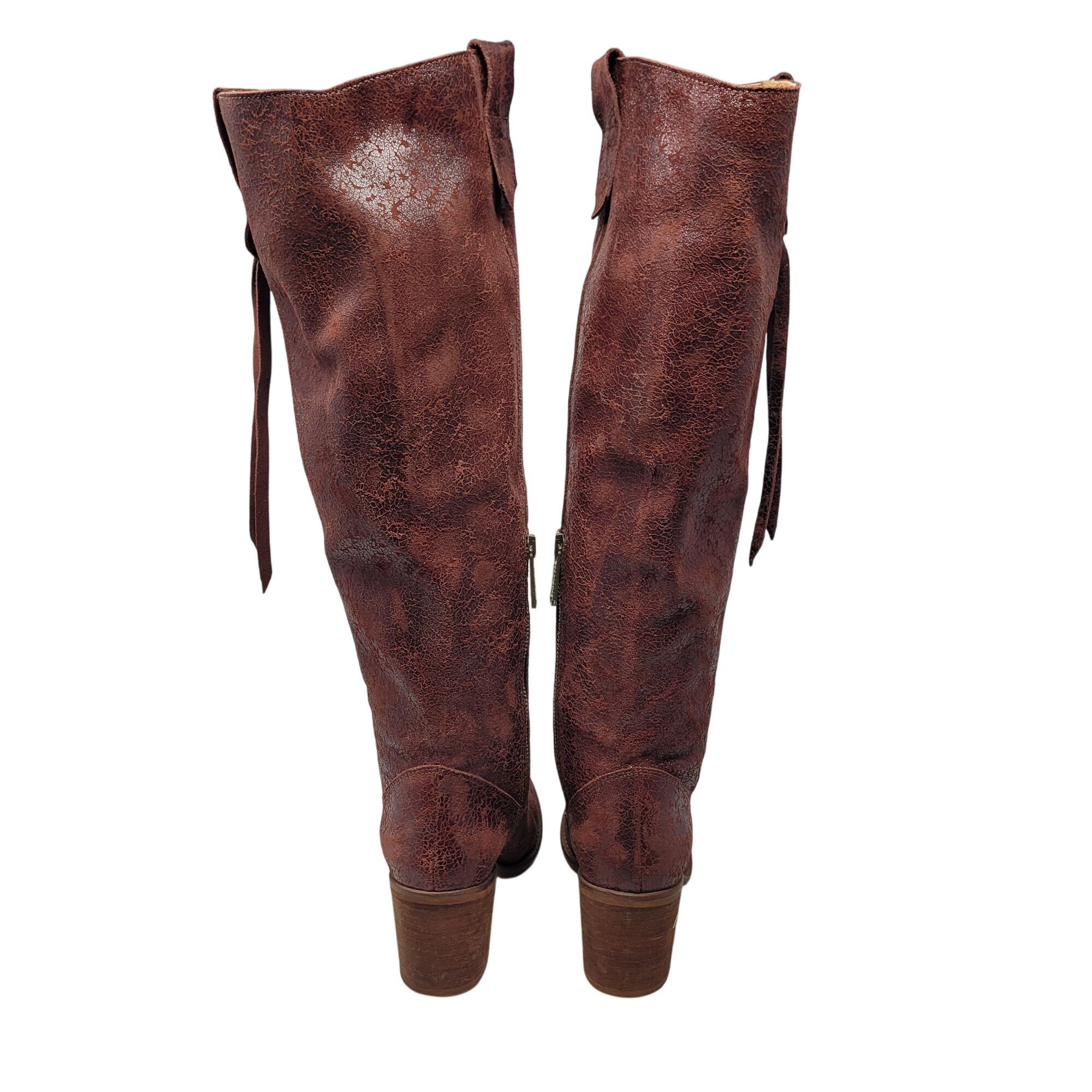 Vintage Veracruz Tala Crackle Boots Sz 37 Tall Distressed Leather Ox Size US 7 / IT 37 - 11 Thumbnail