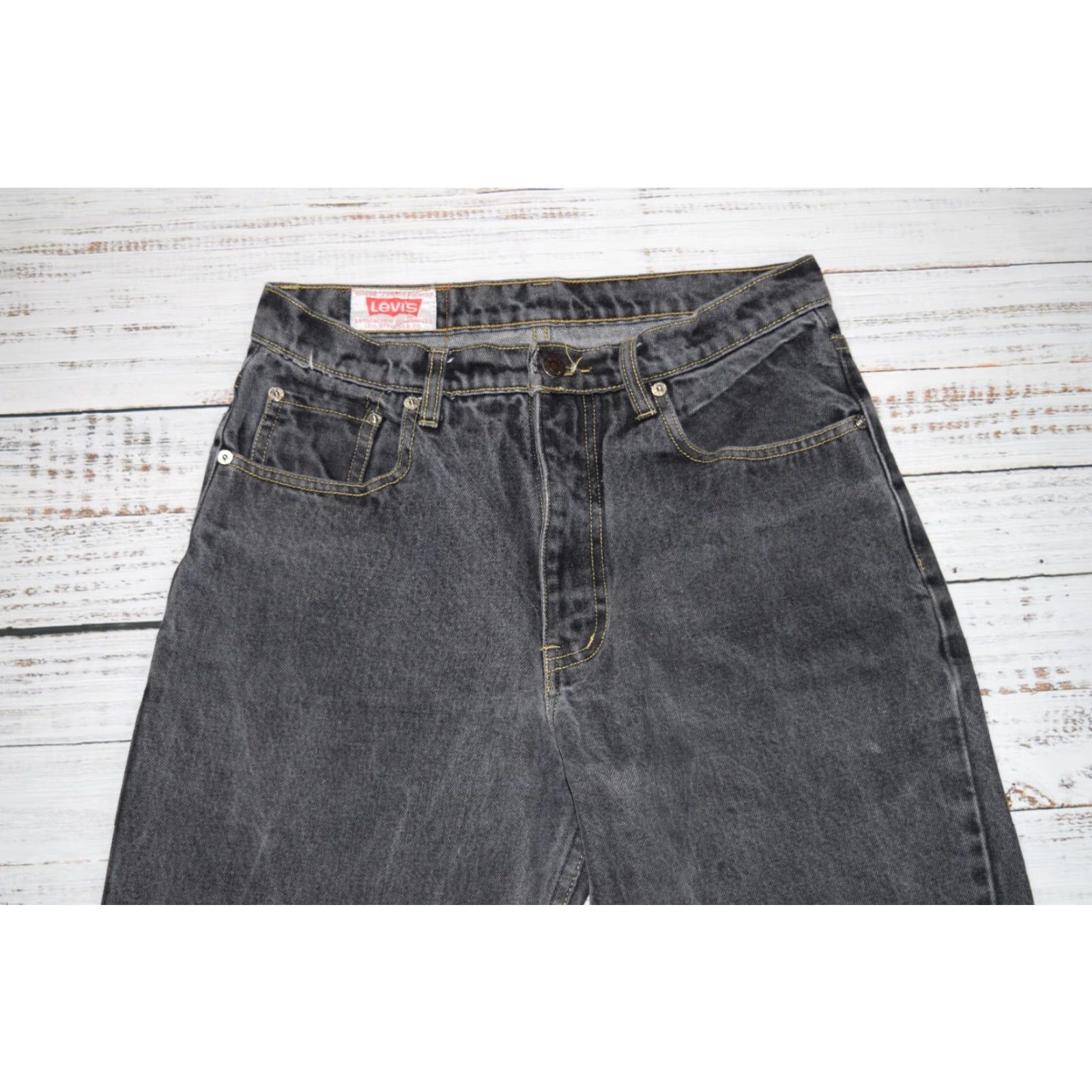 Levi's VINTAGE Levi's 510 Jeans Women 29 High Waist Tapered 80s Cut Hem Black Faded Womens Size 29" - 2 Thumbnail