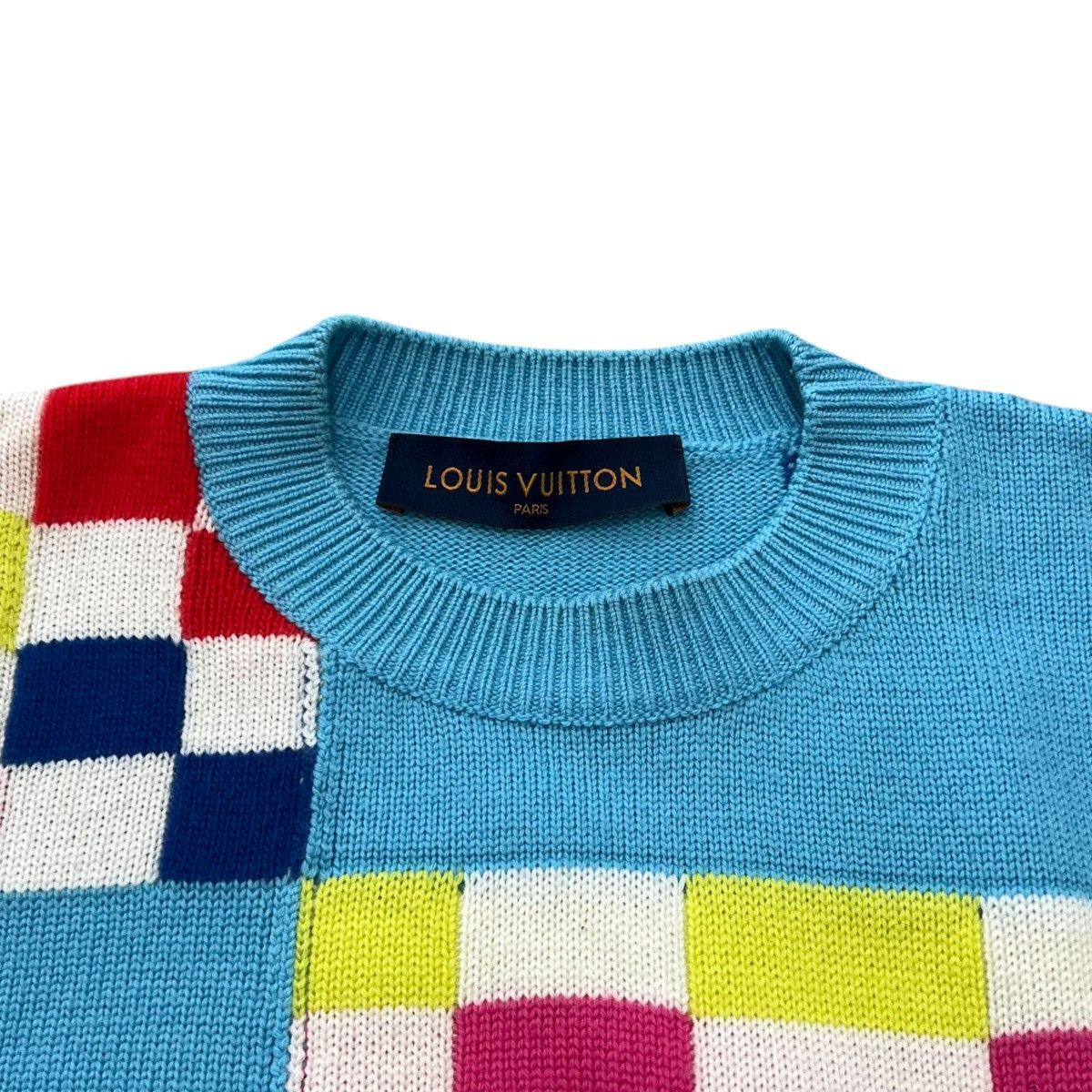 Louis Vuitton LOUIS VUITTON 21SS Distorted Giant Damier Wool Knit Sweater Size US XS / EU 42 / 0 - 8 Thumbnail