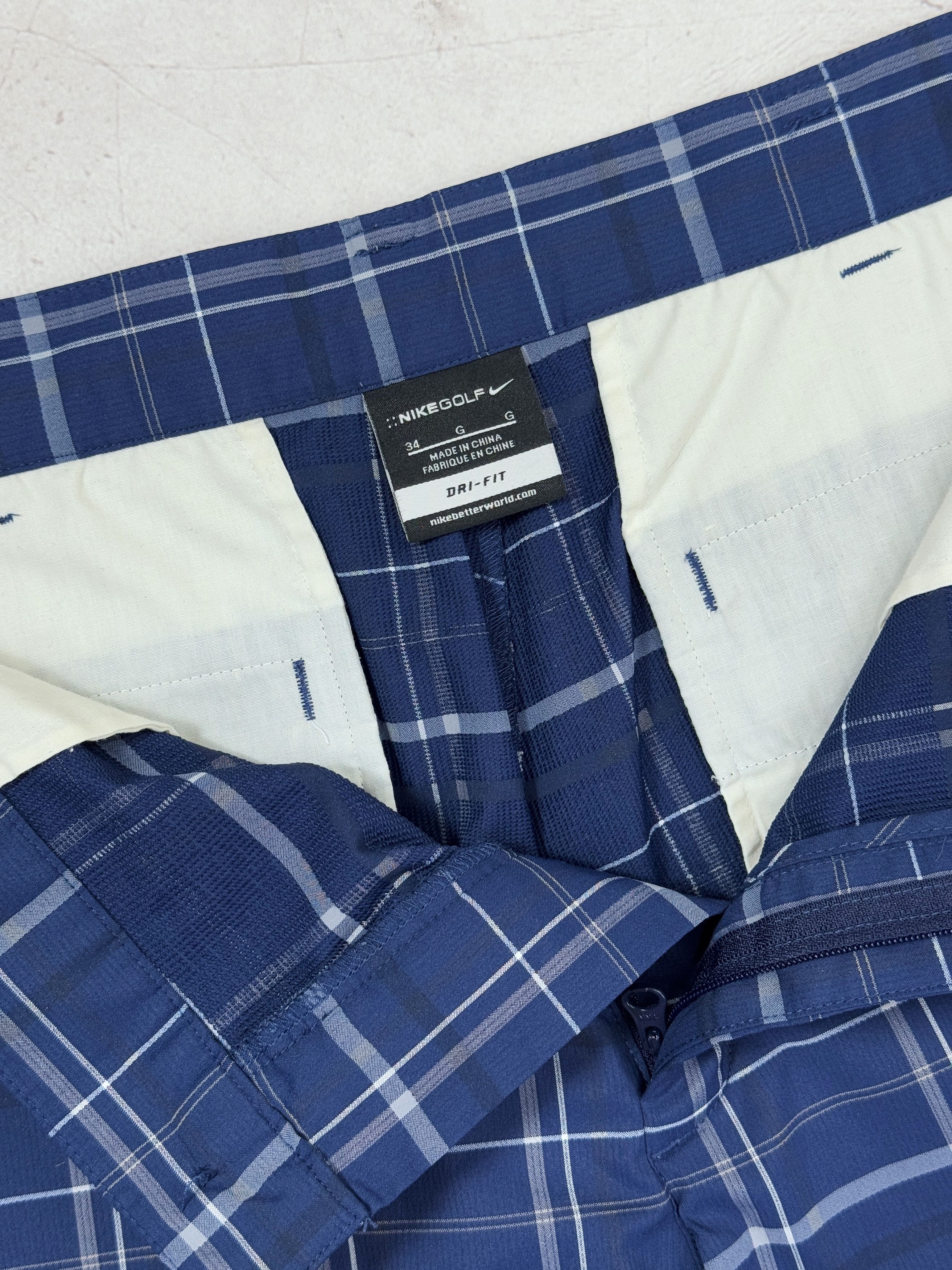 Nike × Vintage Nike Golf Shorts Swoosh Logo Navy Blue & Check Size US 34 / EU 50 - 4 Thumbnail