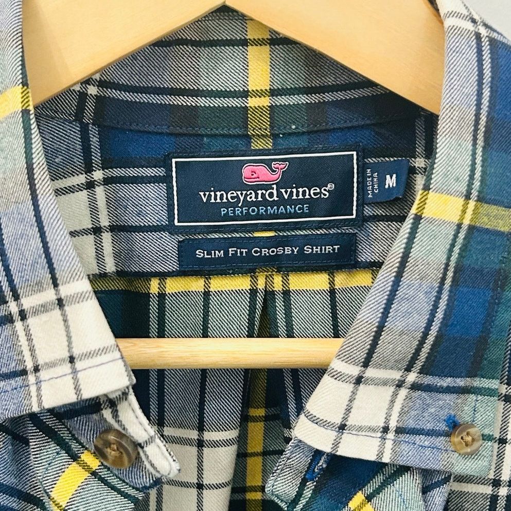 Vineyard Vines Vineyard Vines Mens M Slim Fit Blue Green Flannel Shirt Size US M / EU 48-50 / 2 - 3 Thumbnail
